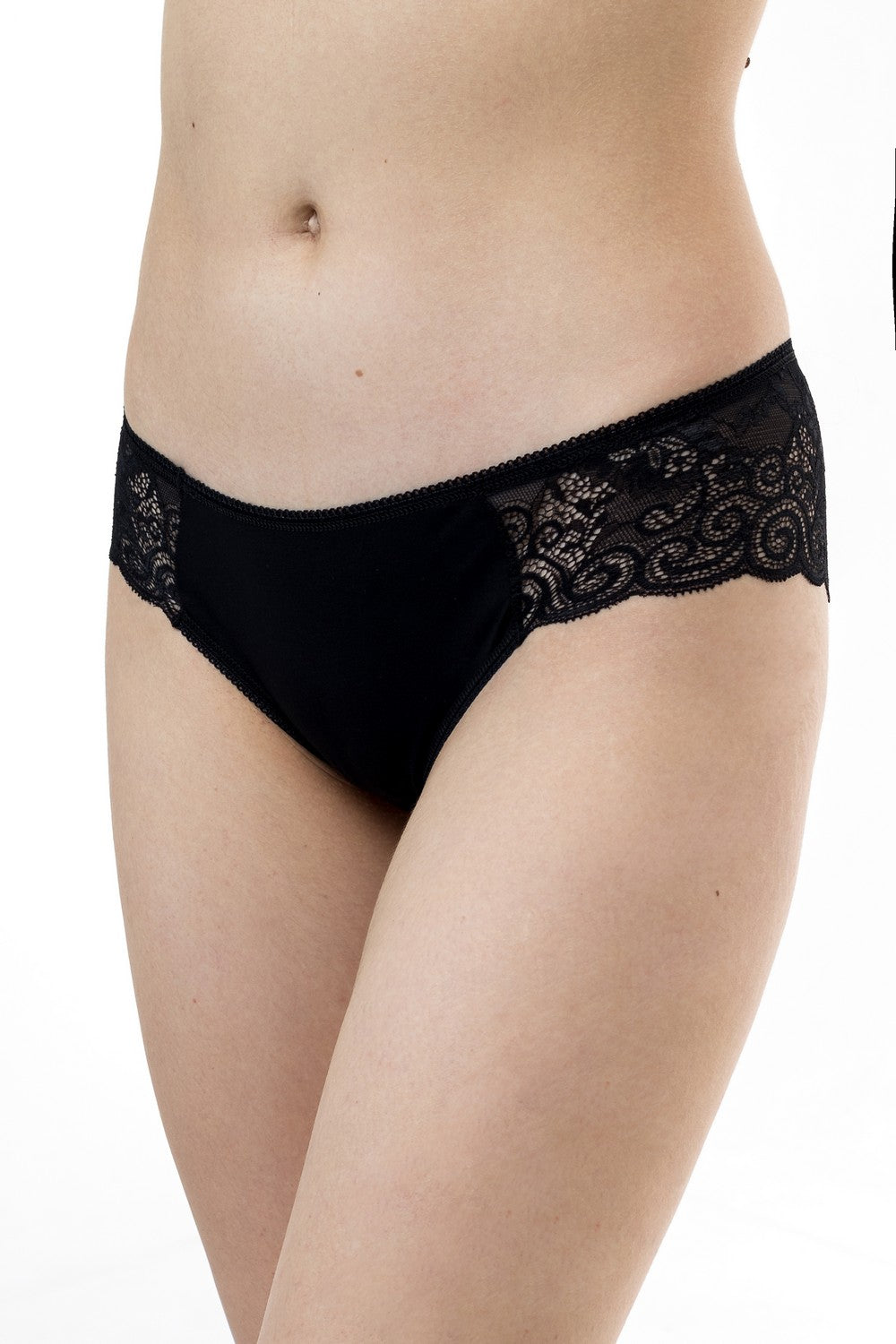 Трусики слип с кружевом 36 black