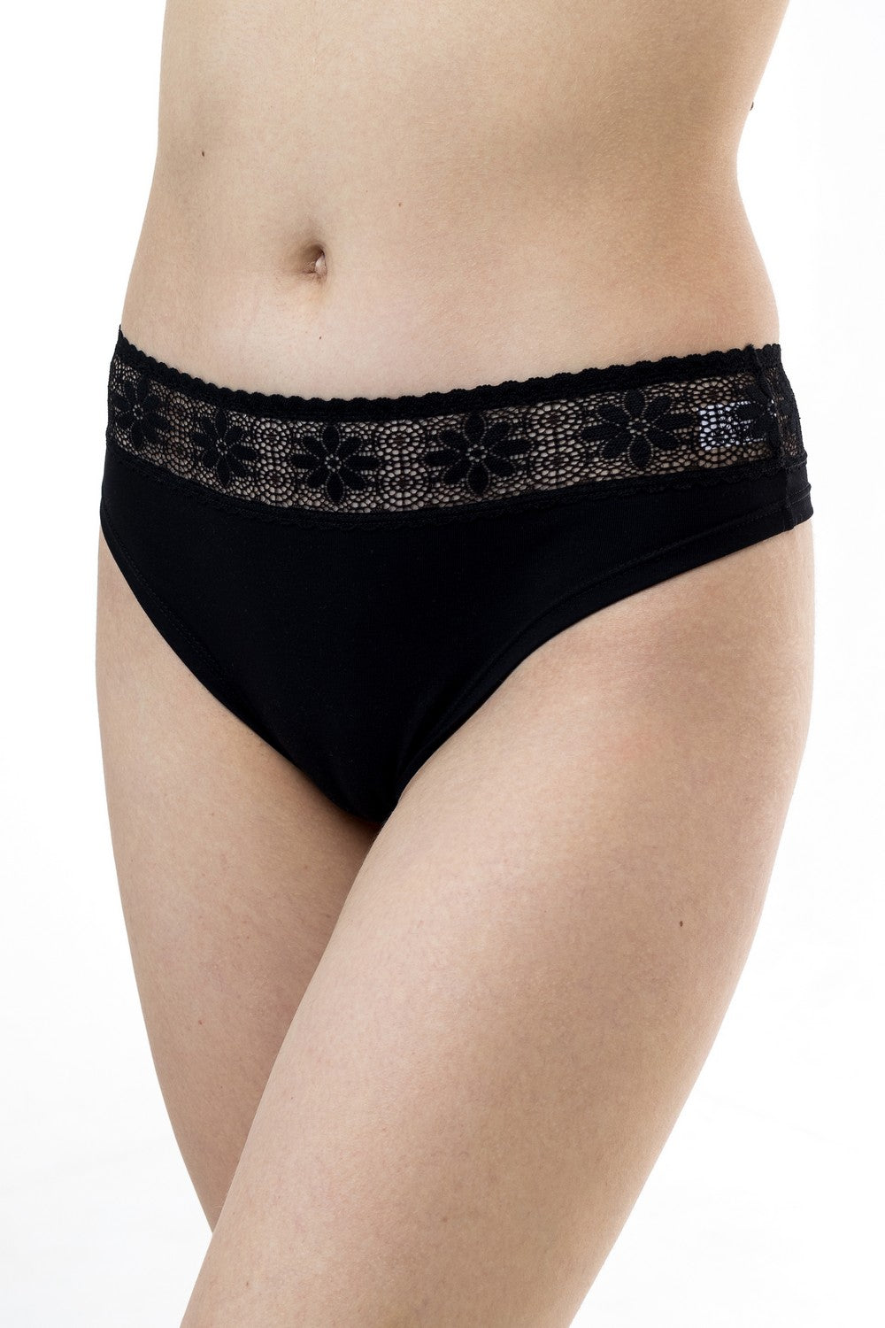 Трусики бразилиана с кружевным поясом 39 black