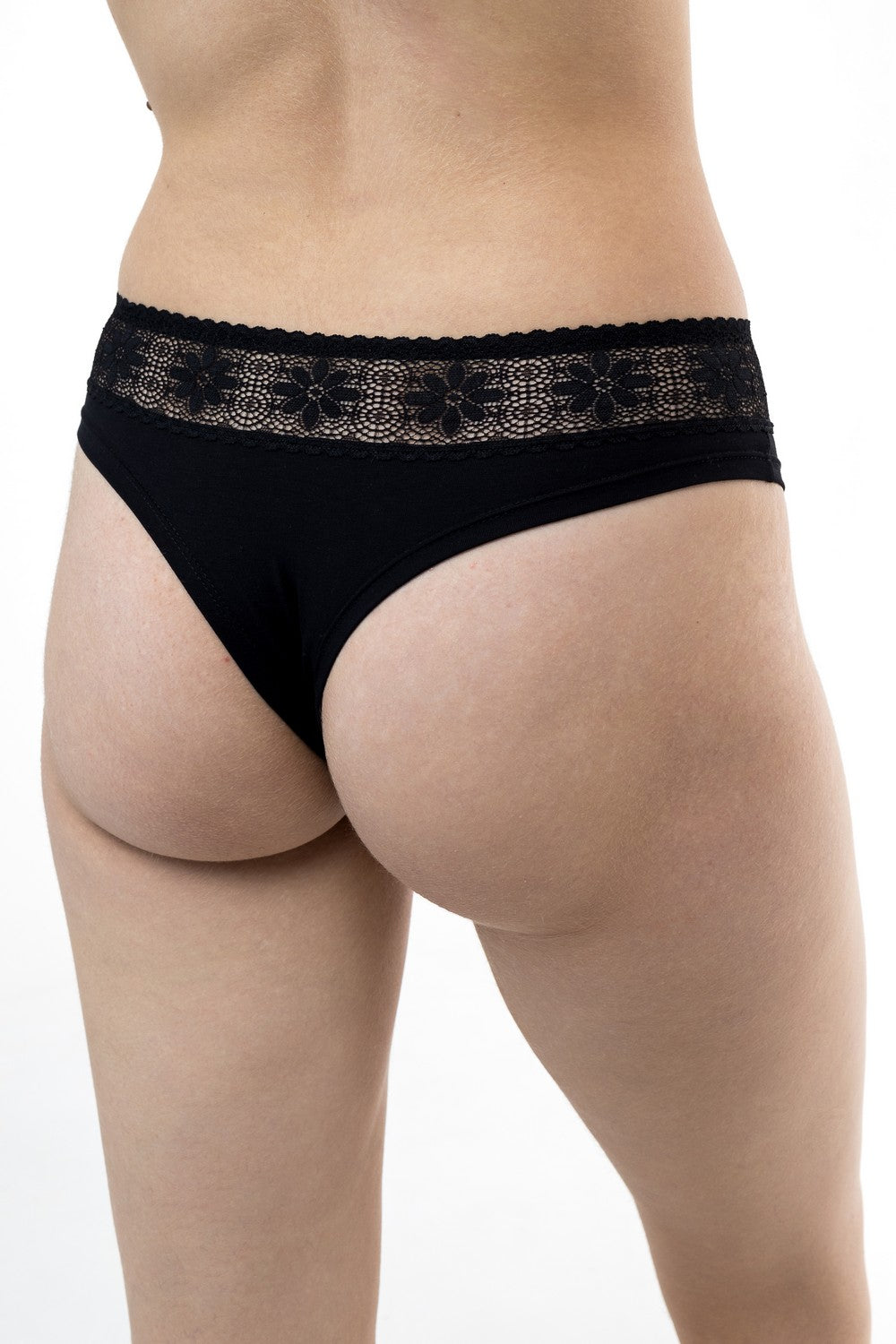 Трусики бразилиана с кружевным поясом 39 black