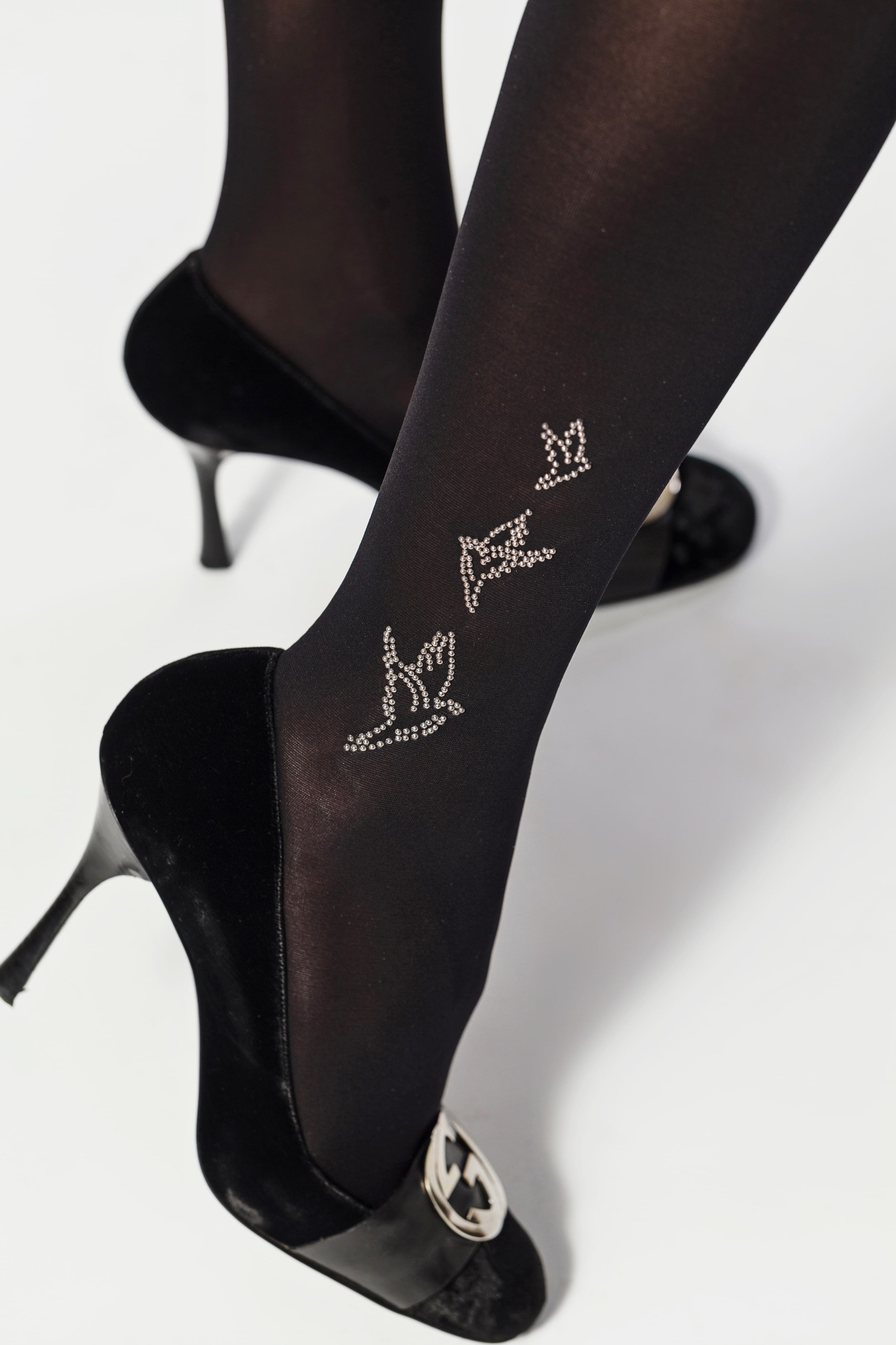 Колготки с узором на голени P1066 Birds 40d