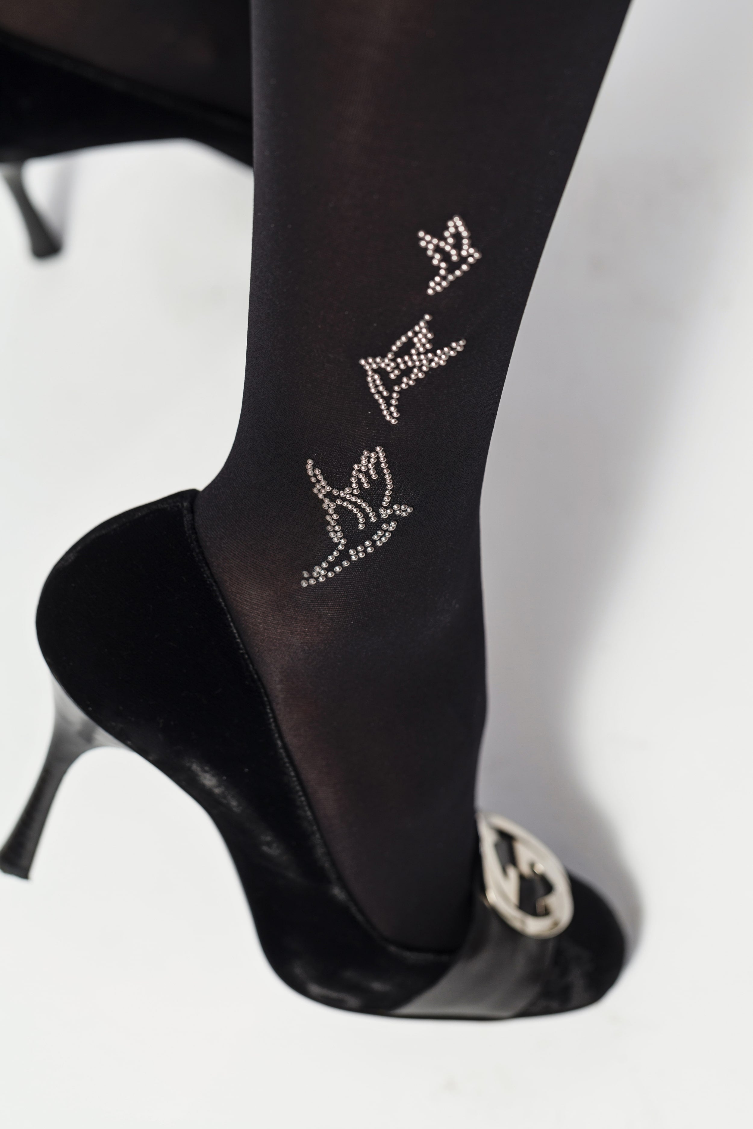 Колготки с узором на голени P1066 Birds 40d