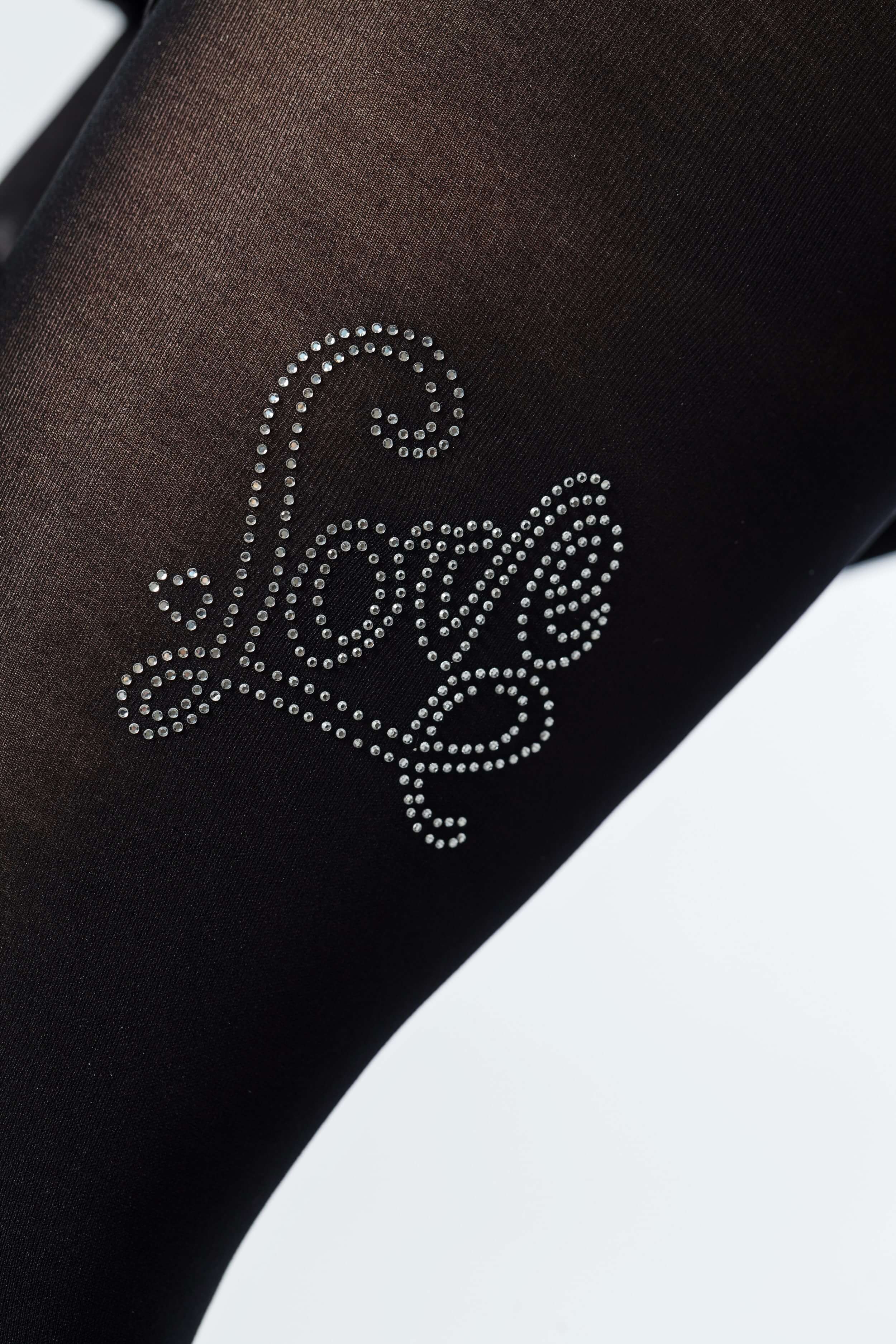 Колготки с узором из страз на бедре P1068 One Love 60d