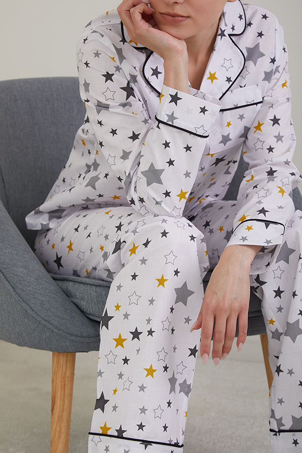 Хлопковая пижама с принтом Yellow Stars HL0010-57-69