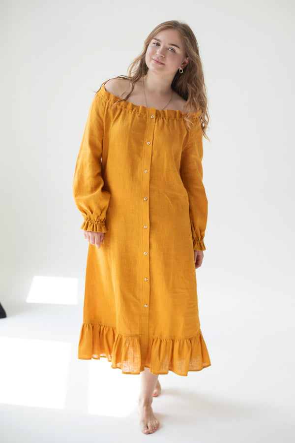 Льняное платье 107 Marigold