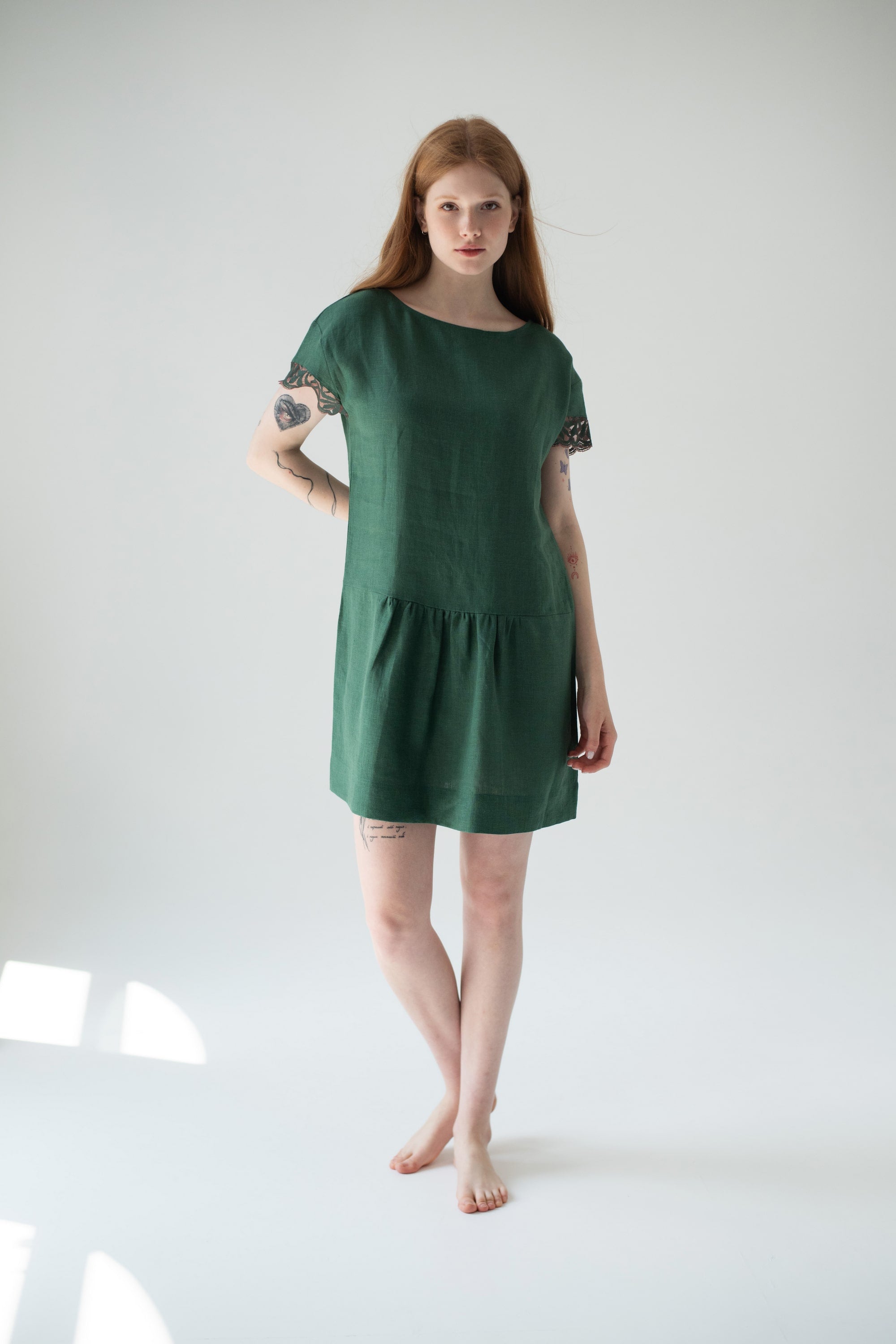 Льняное платье 111 green grass