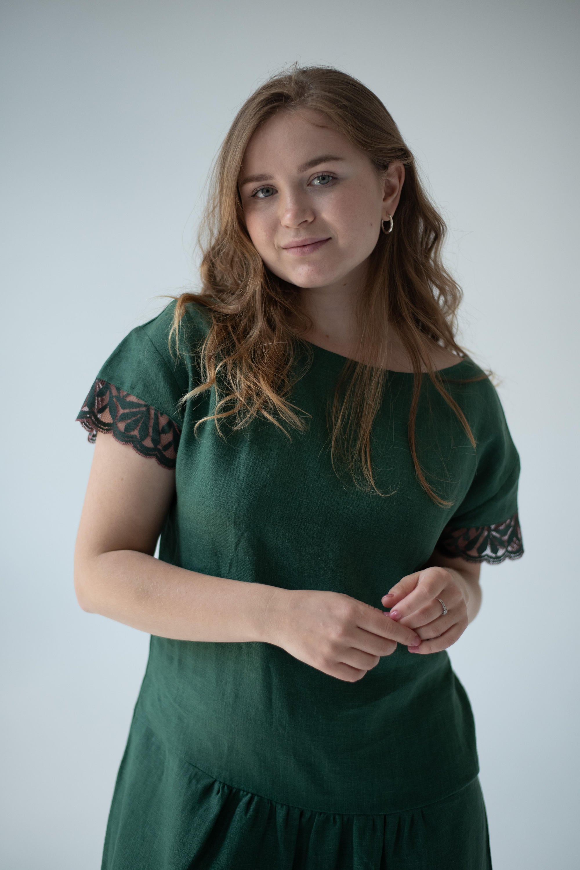 Льняное платье 111 green grass