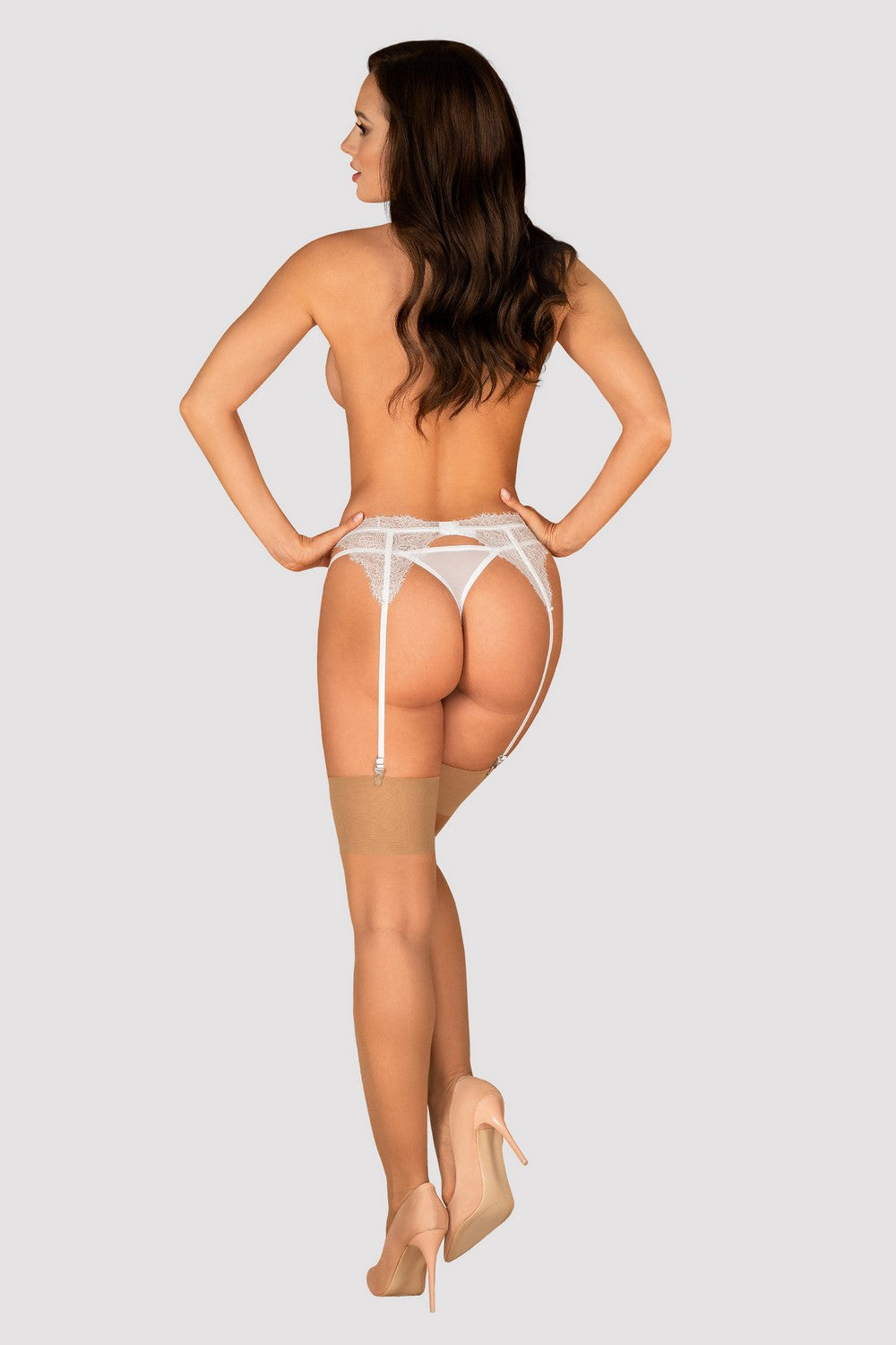 Кружевной пояс для чулок Bianelle white