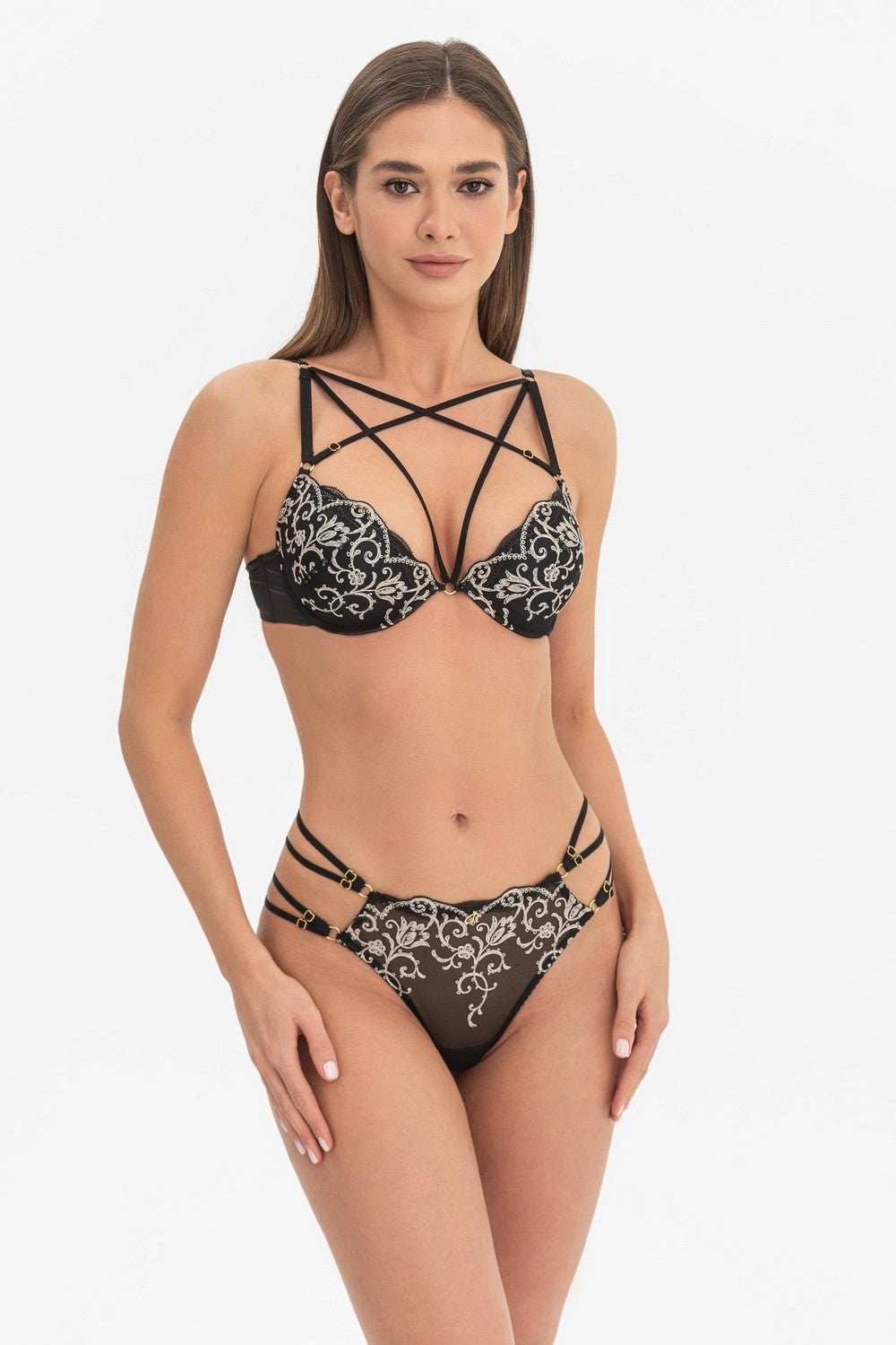 Бюстгальтер push-up с кружевом Riana L22001 black