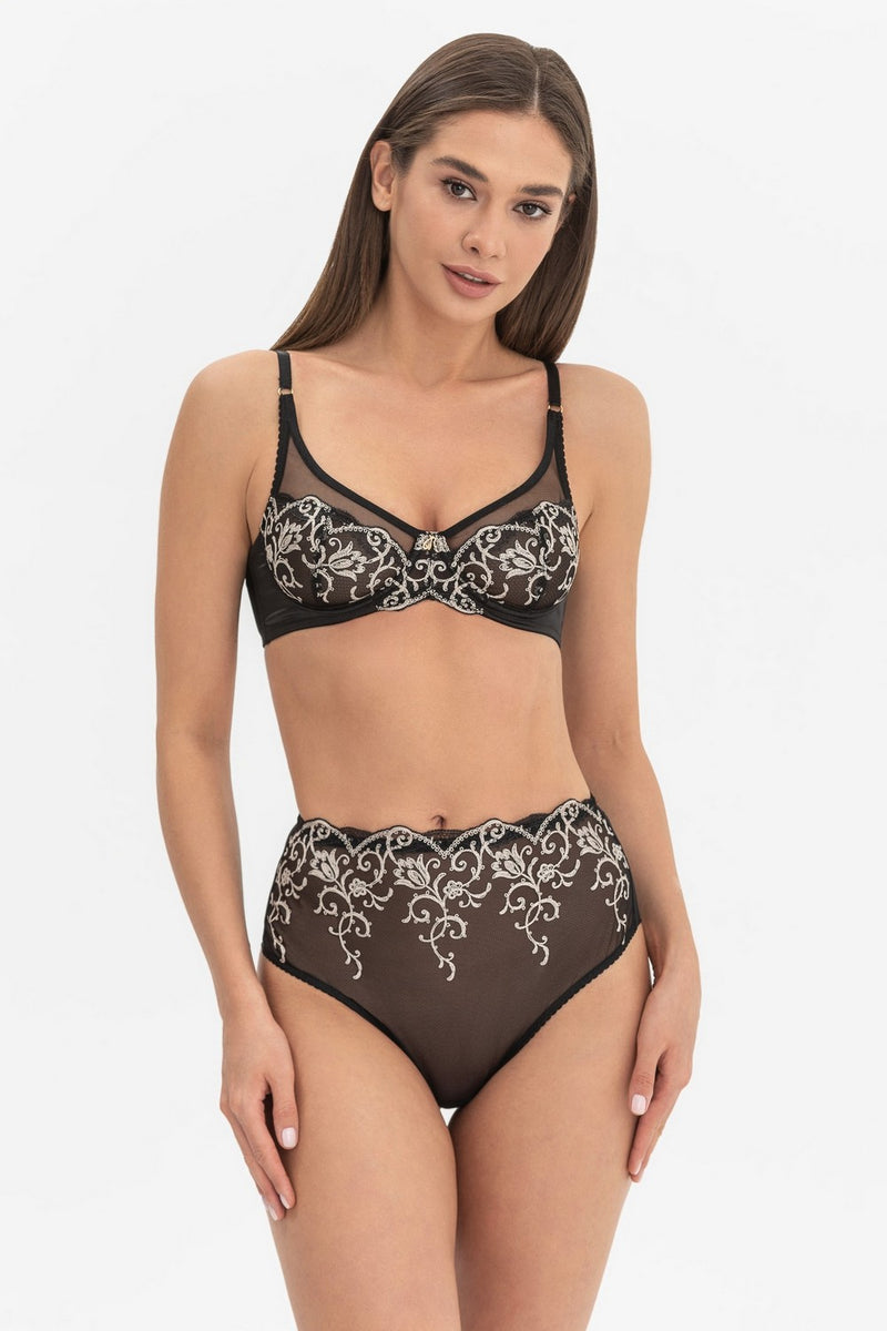 Высокие трусики бразилиана Riana L22003 black