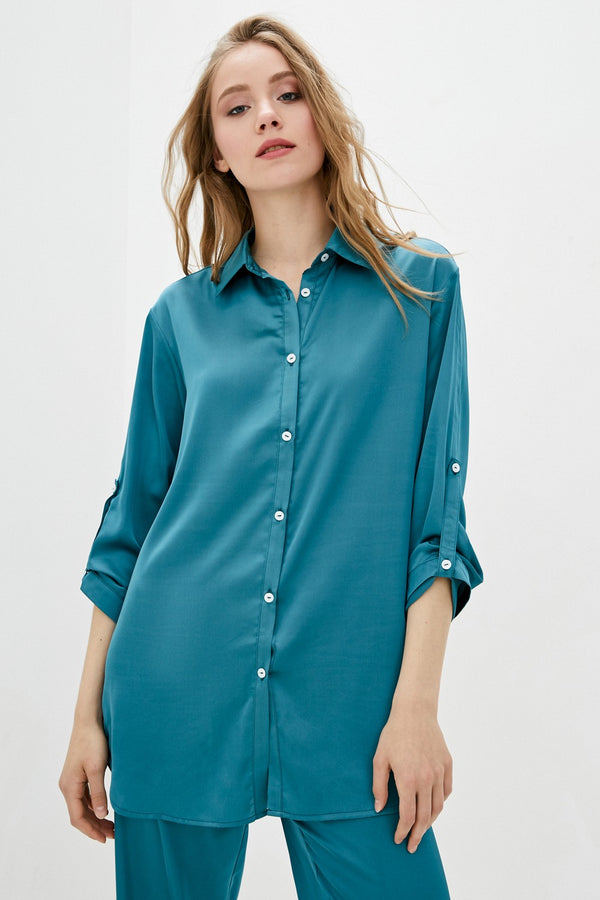 Рубашка на пуговицах Aniel aquamarine