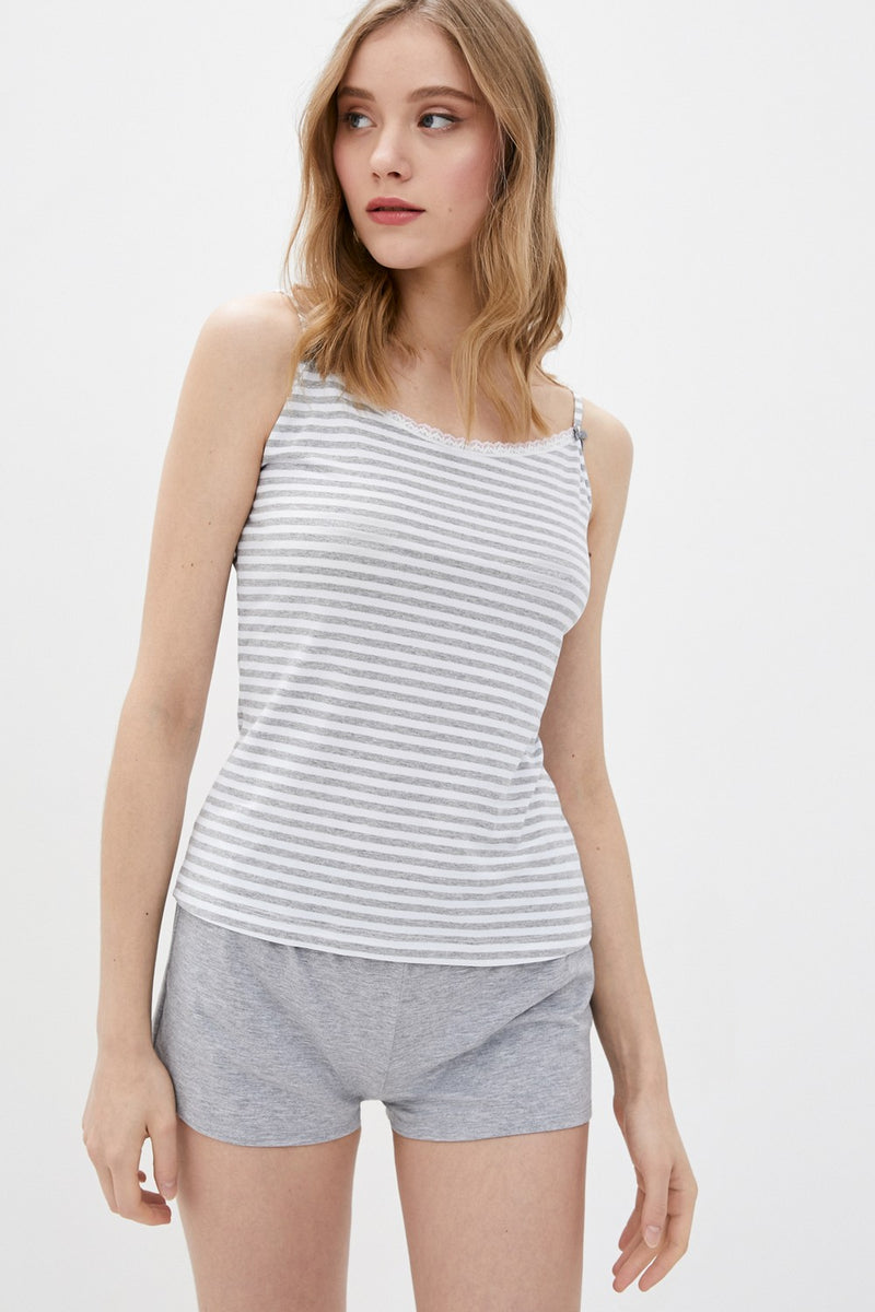 Хлопковая майка в полоску DV-3101 gray/stripe