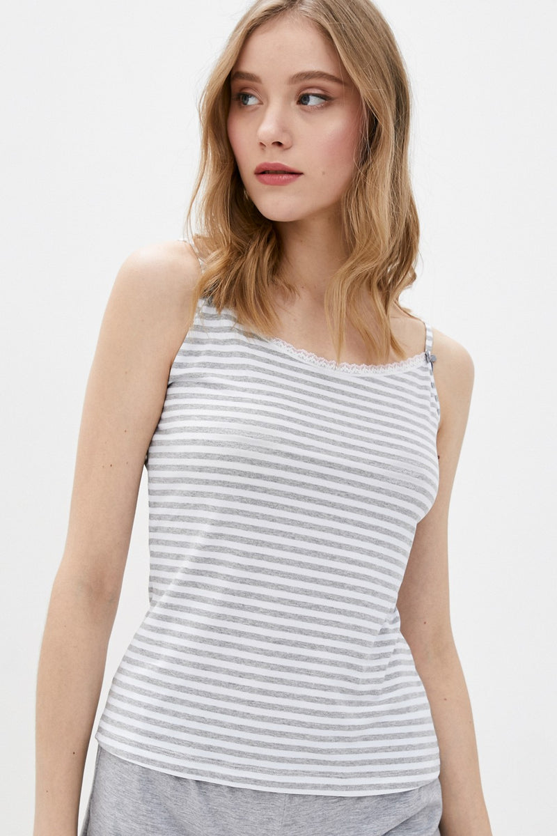 Хлопковая майка в полоску DV-3101 gray/stripe