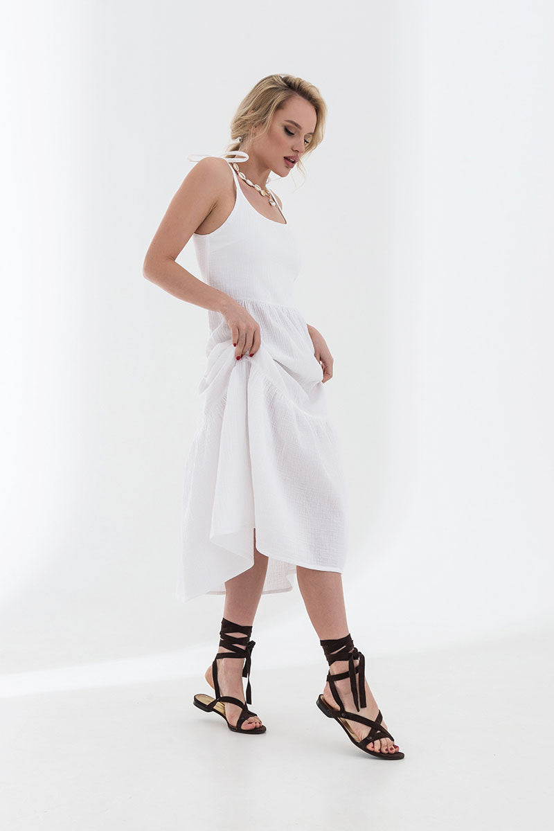 Муслиновый сарафан 22008-1 white