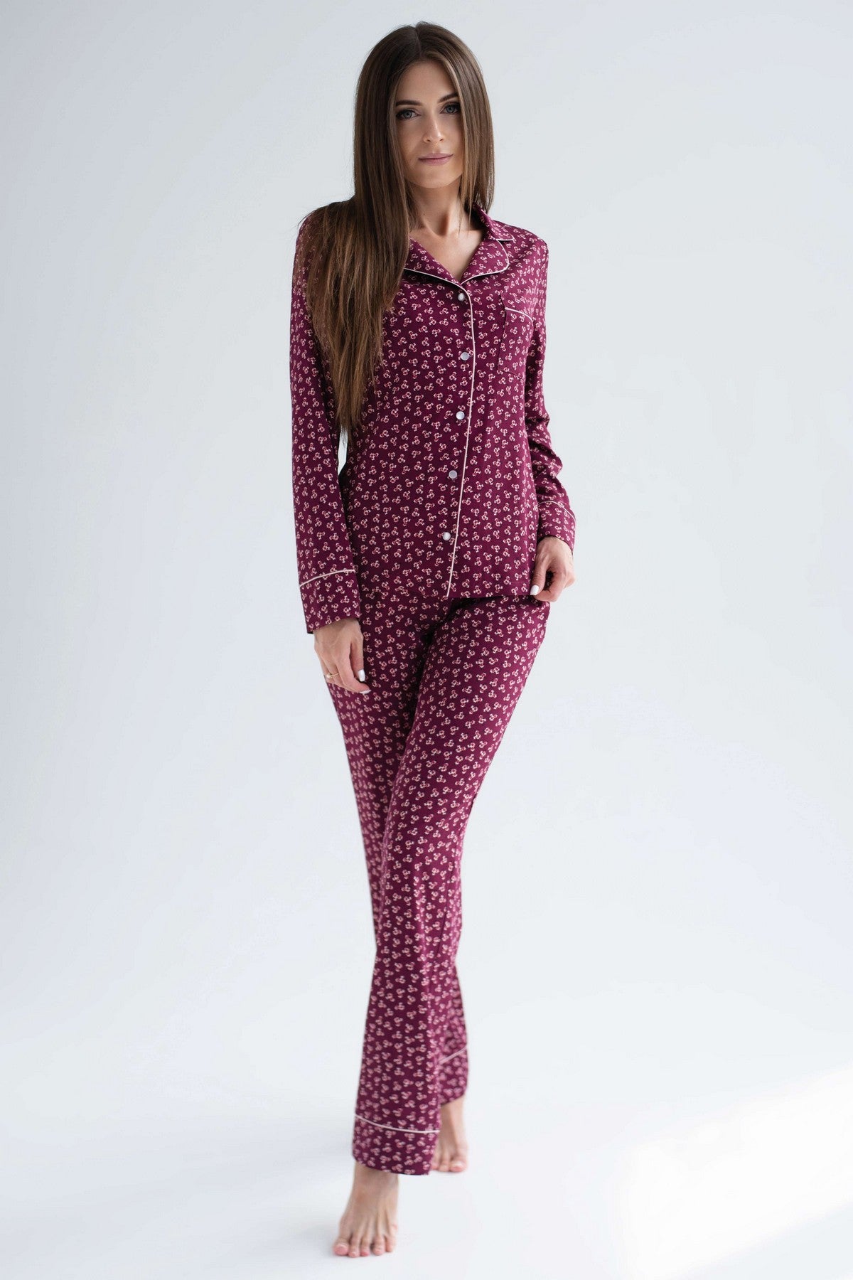 Хлопковая пижама с принтом 1909 bordo