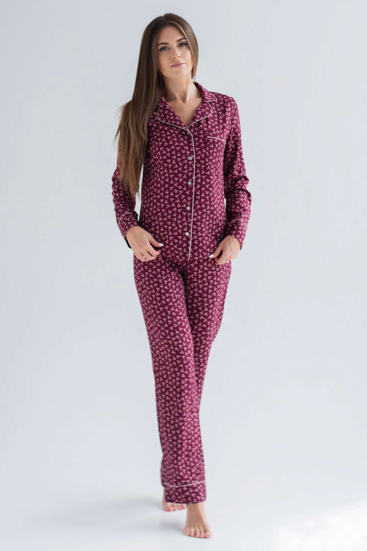 Хлопковая пижама с принтом 1909 bordo