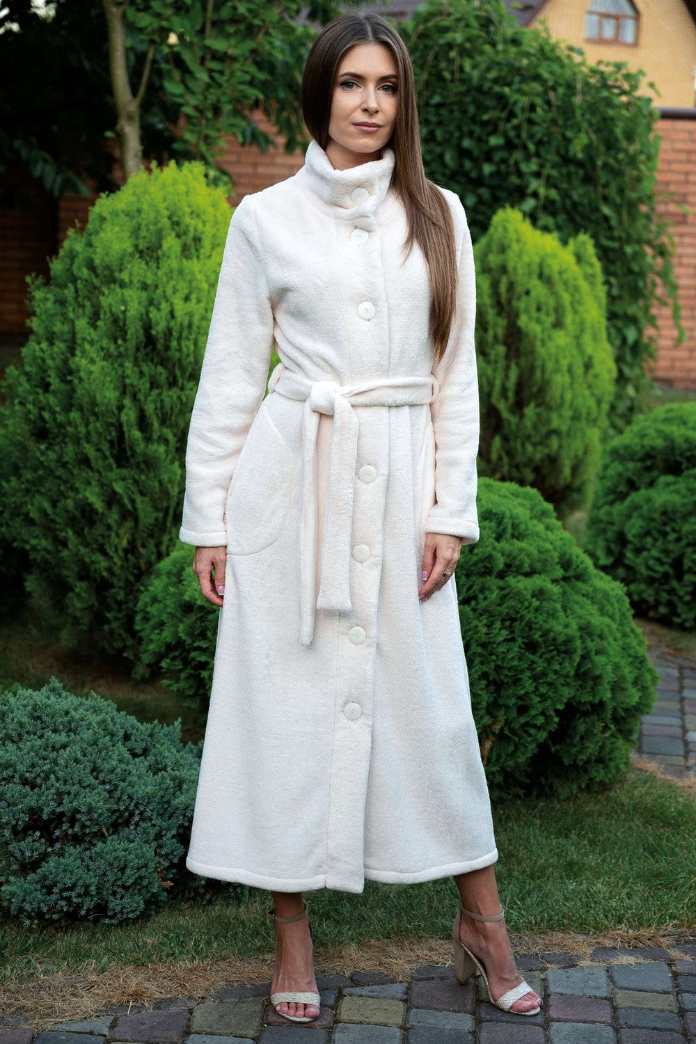 Флисовый халат на пуговицах 1934 salmon