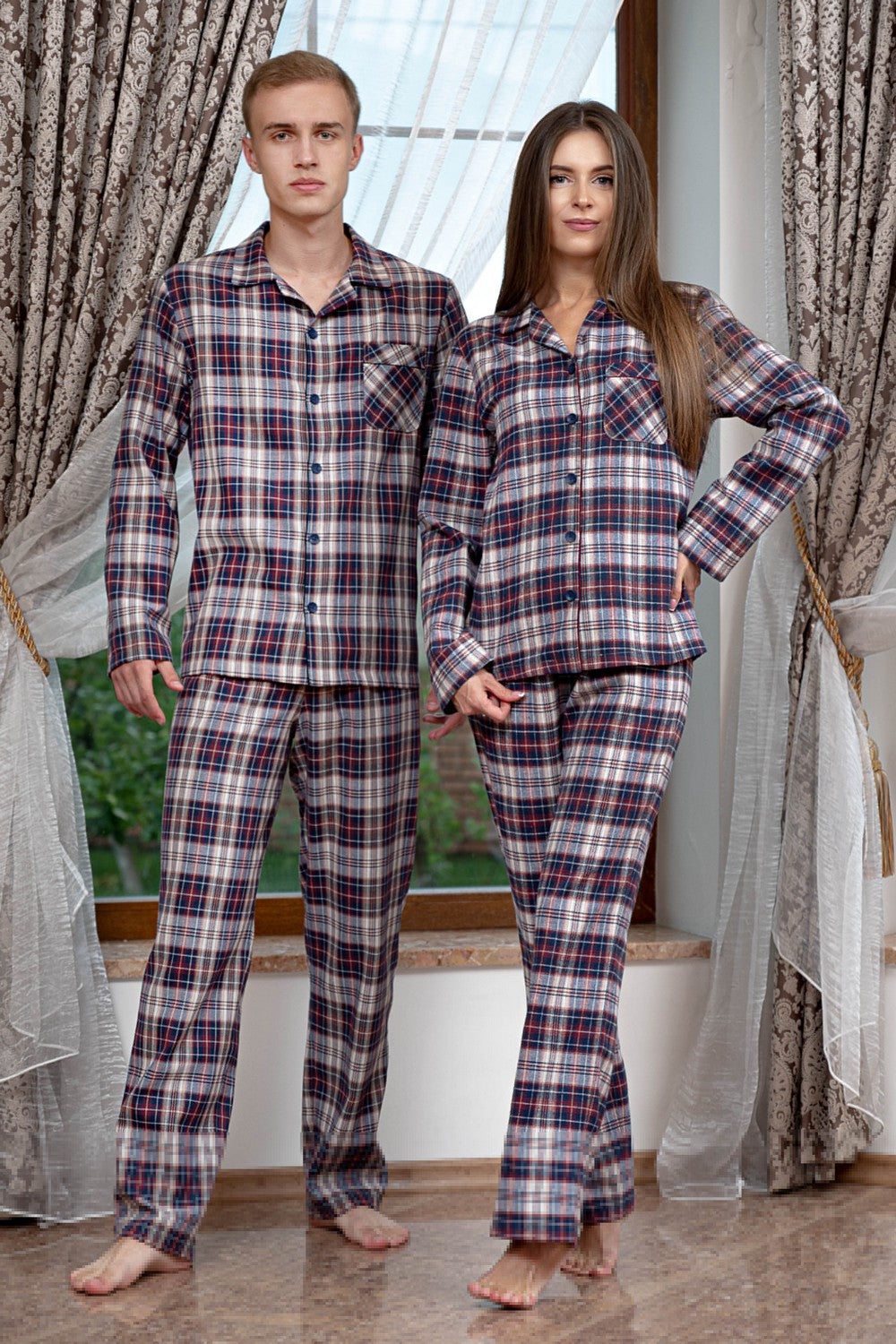 Мужская пижама из фланели 1943 bordo