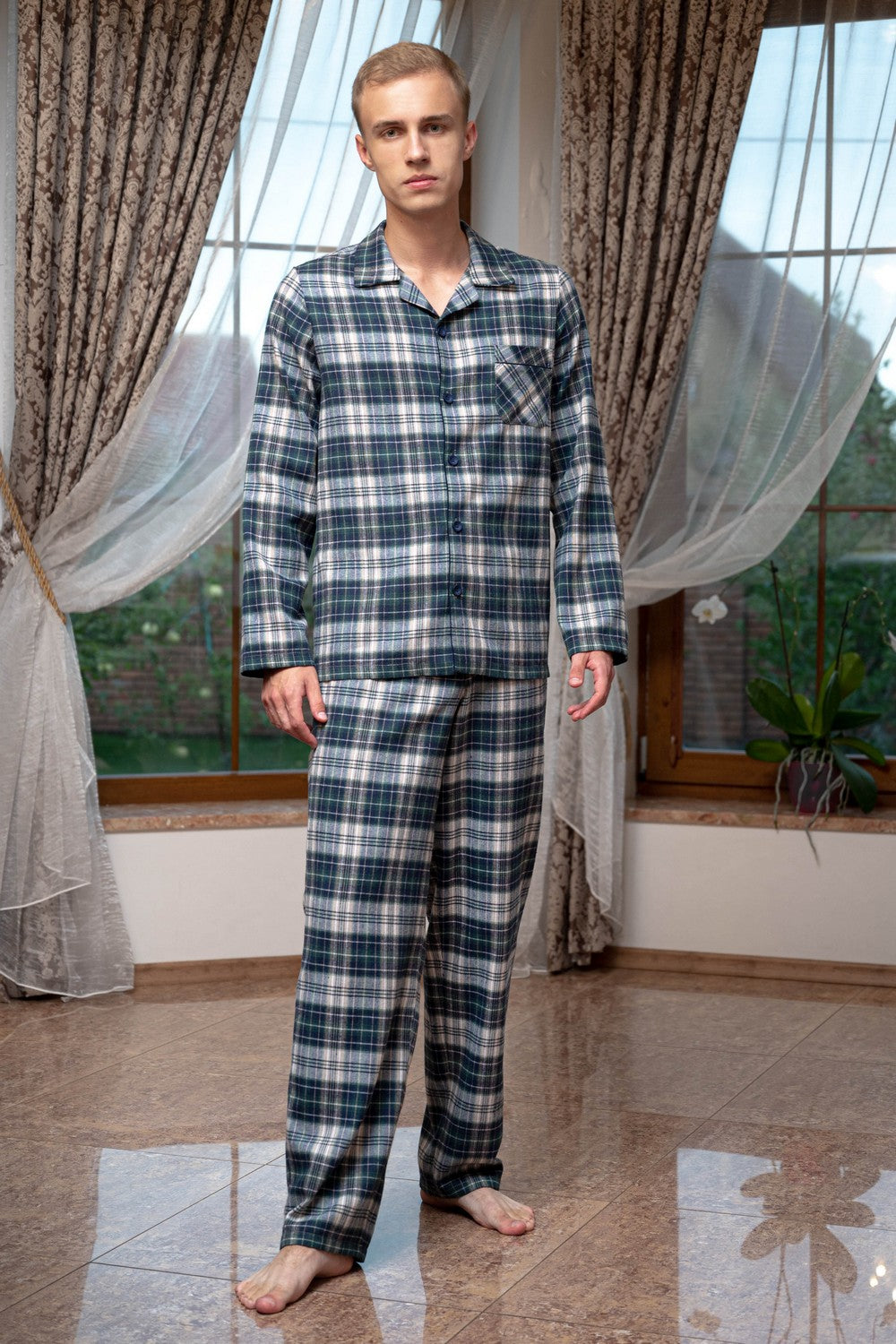 Мужская пижама из фланели 1943 green