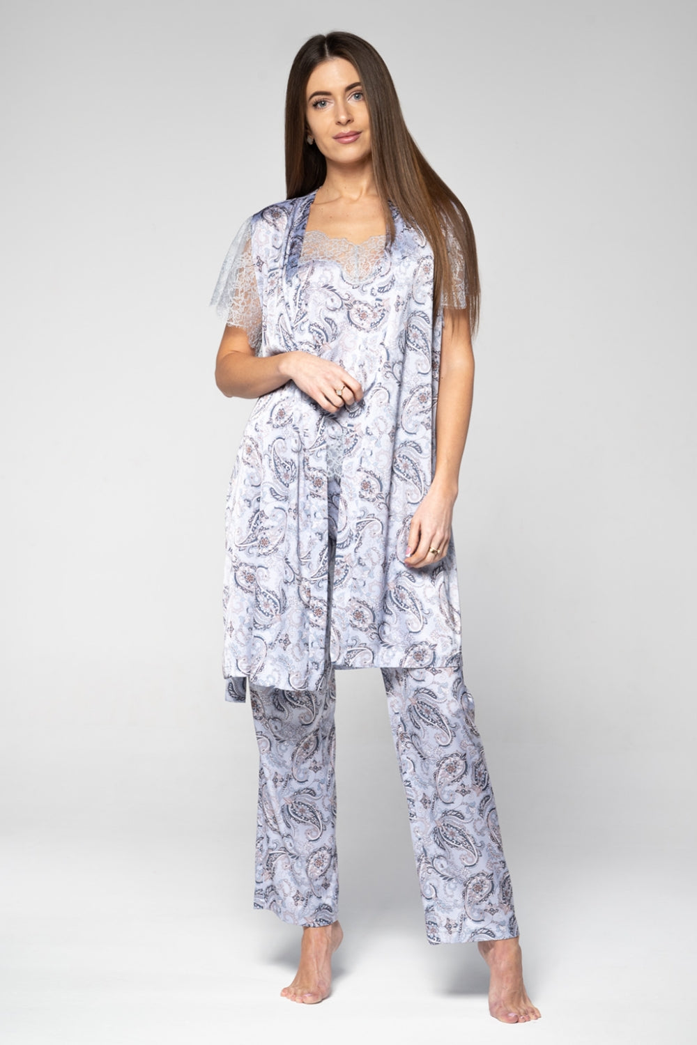 Атласный халат с принтом 2200/1