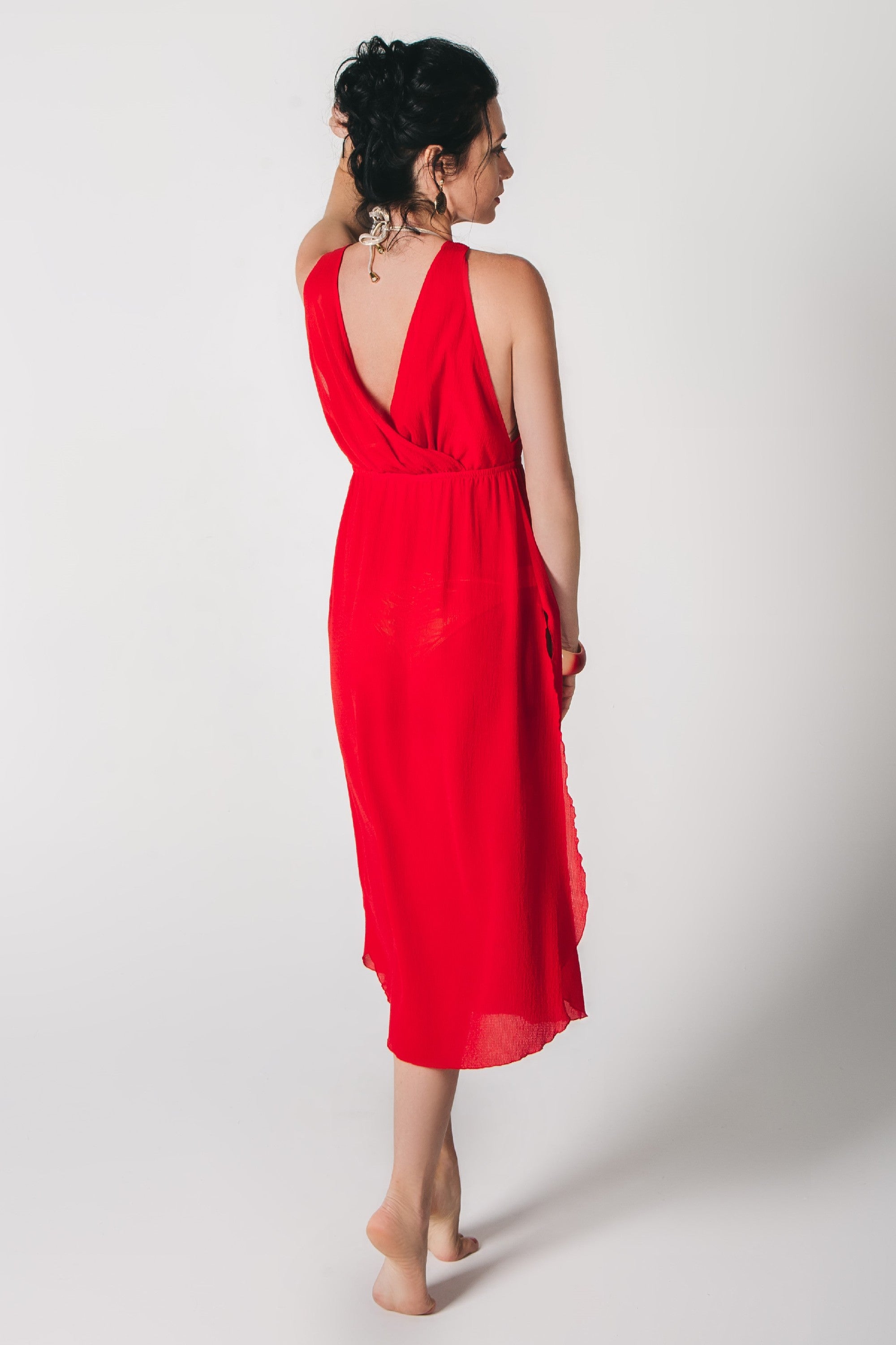 Пляжна туніка з високим розрізом ST 241 red