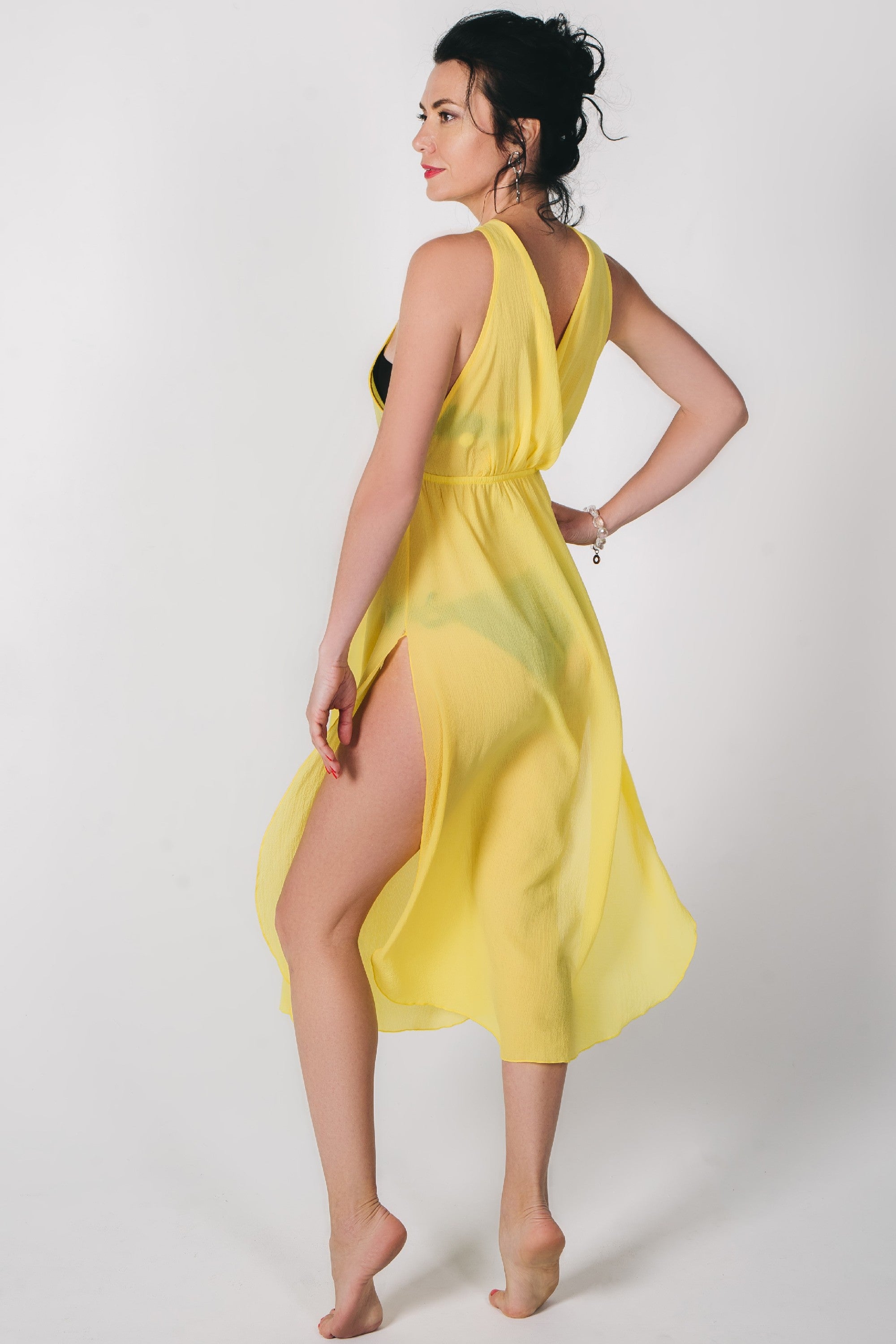Пляжна туніка з високим розрізом ST 241 yellow