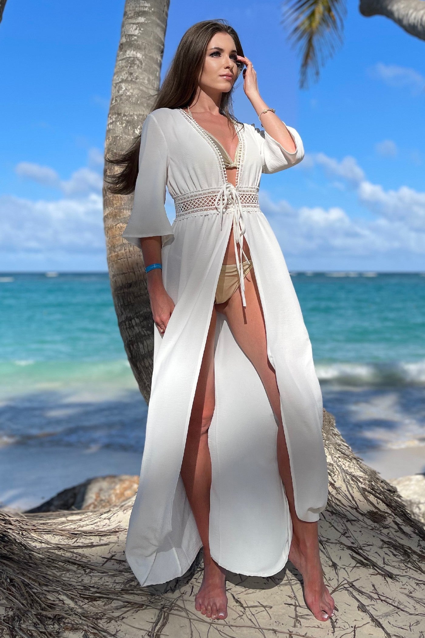 Пляжная туника с завязками ST 263 off white