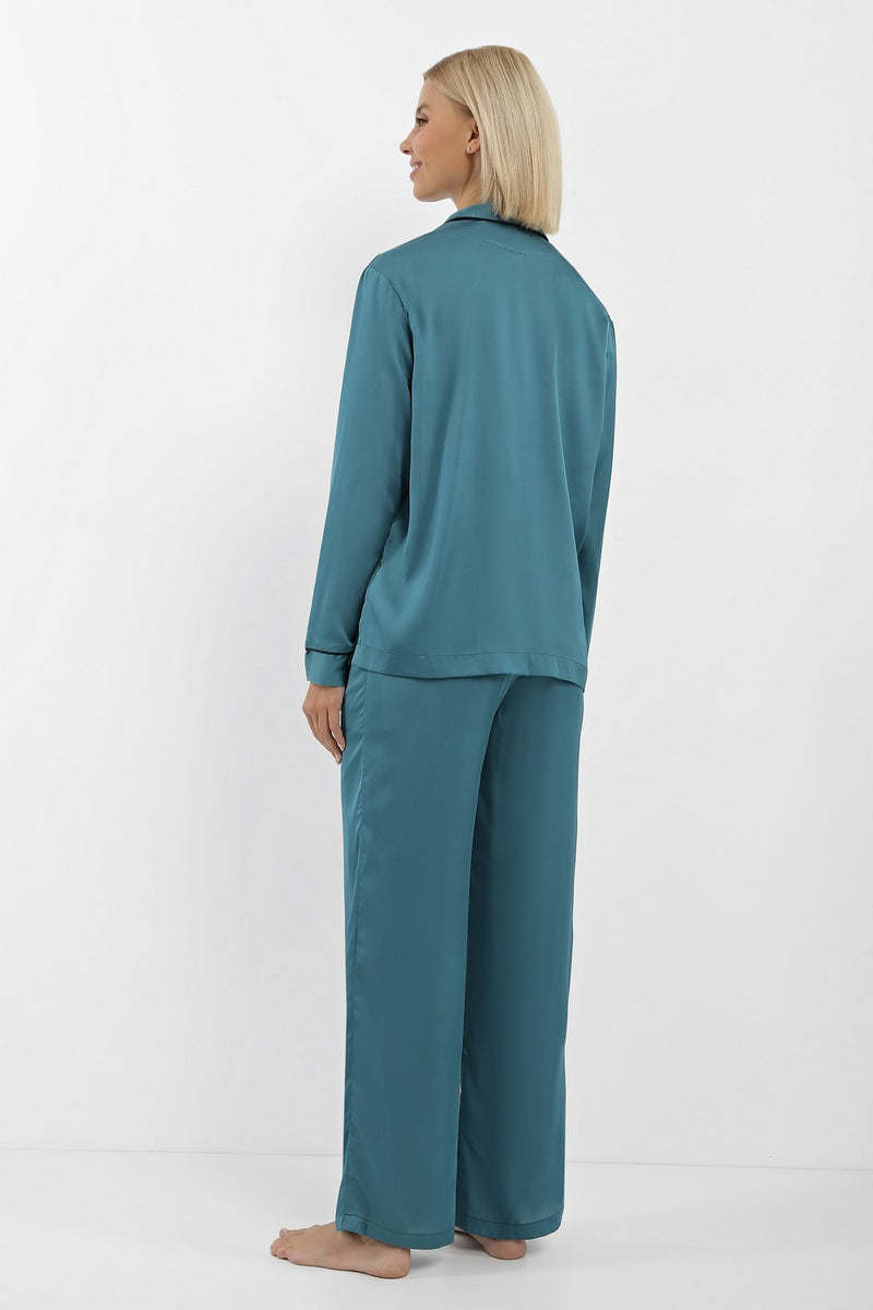Пижама soft-шелк с брюками 027 aqua