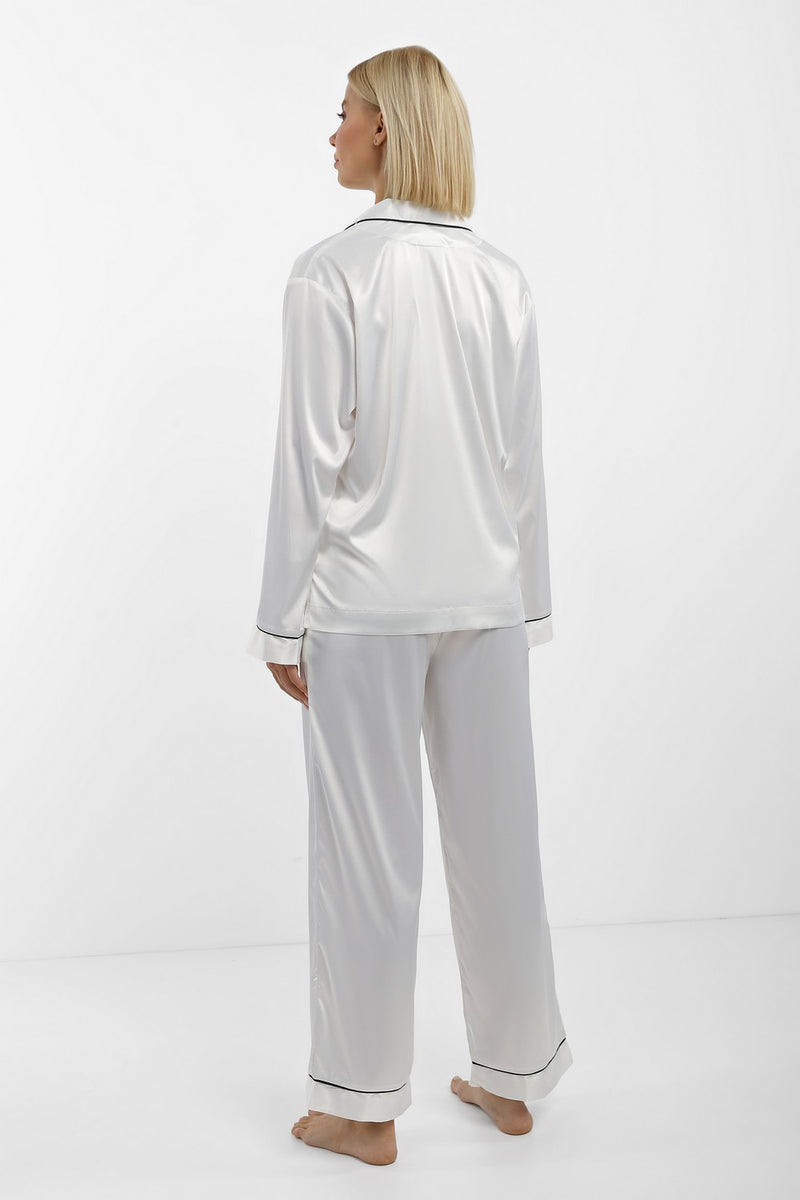 Пижама soft-шелк с брюками 027 white