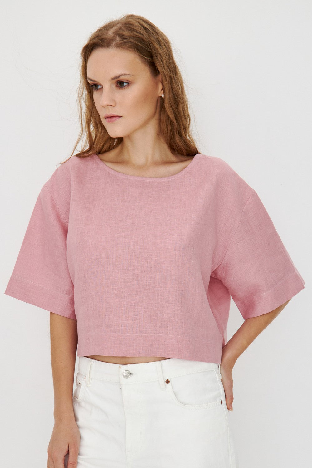 Льняной топ 042 Powder