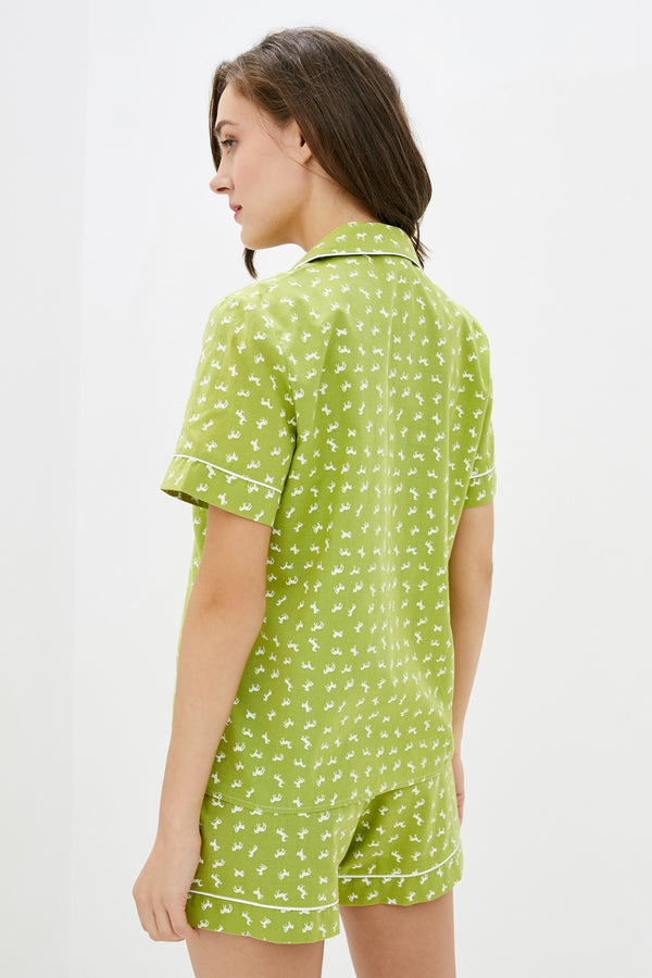 Хлопковая пижама с принтом 132 Apple green