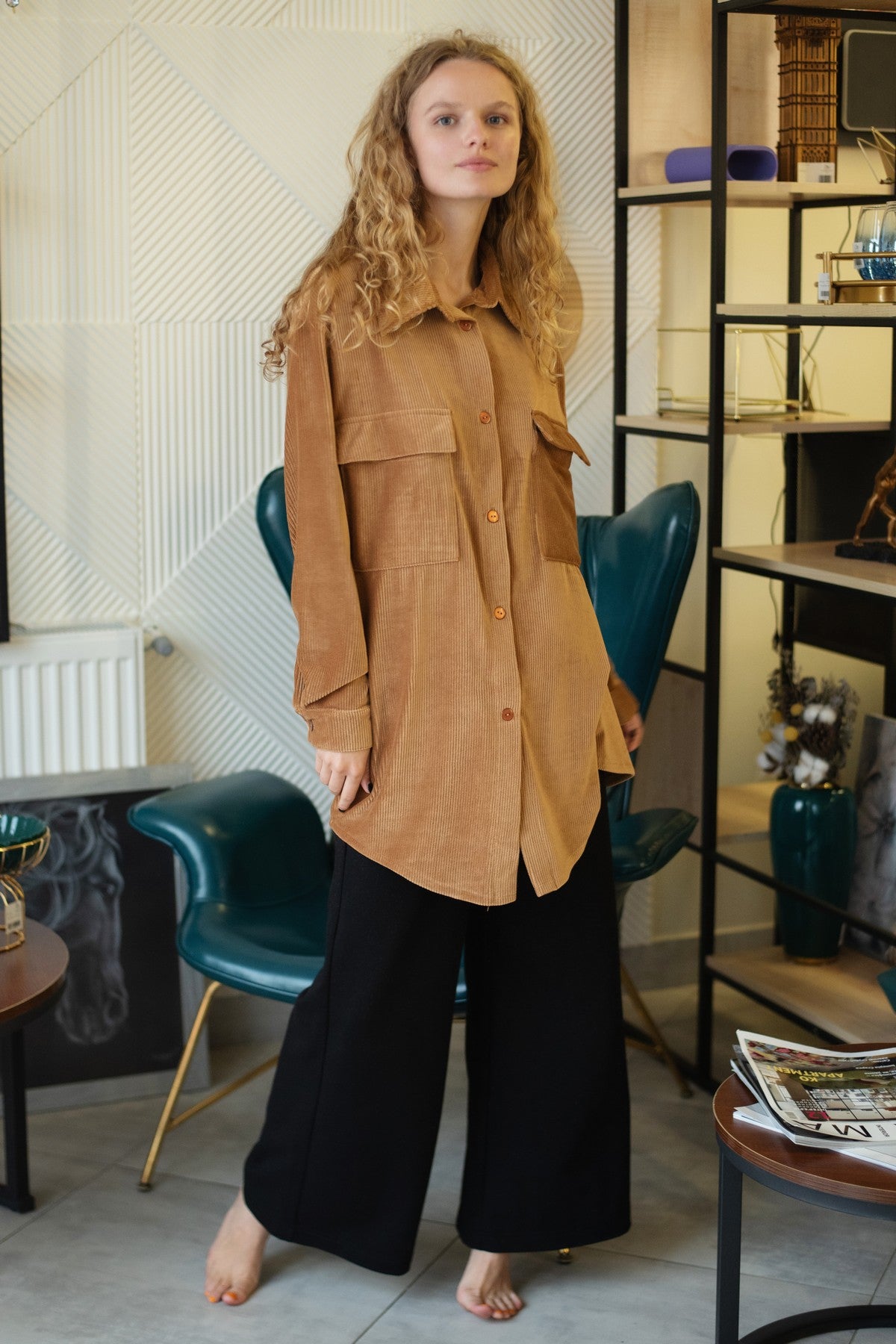 Хлопковая рубашка на пуговицах 239 Camel