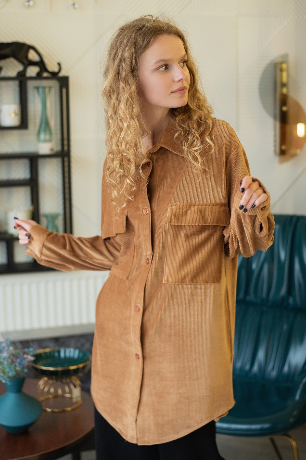 Хлопковая рубашка на пуговицах 239 Camel