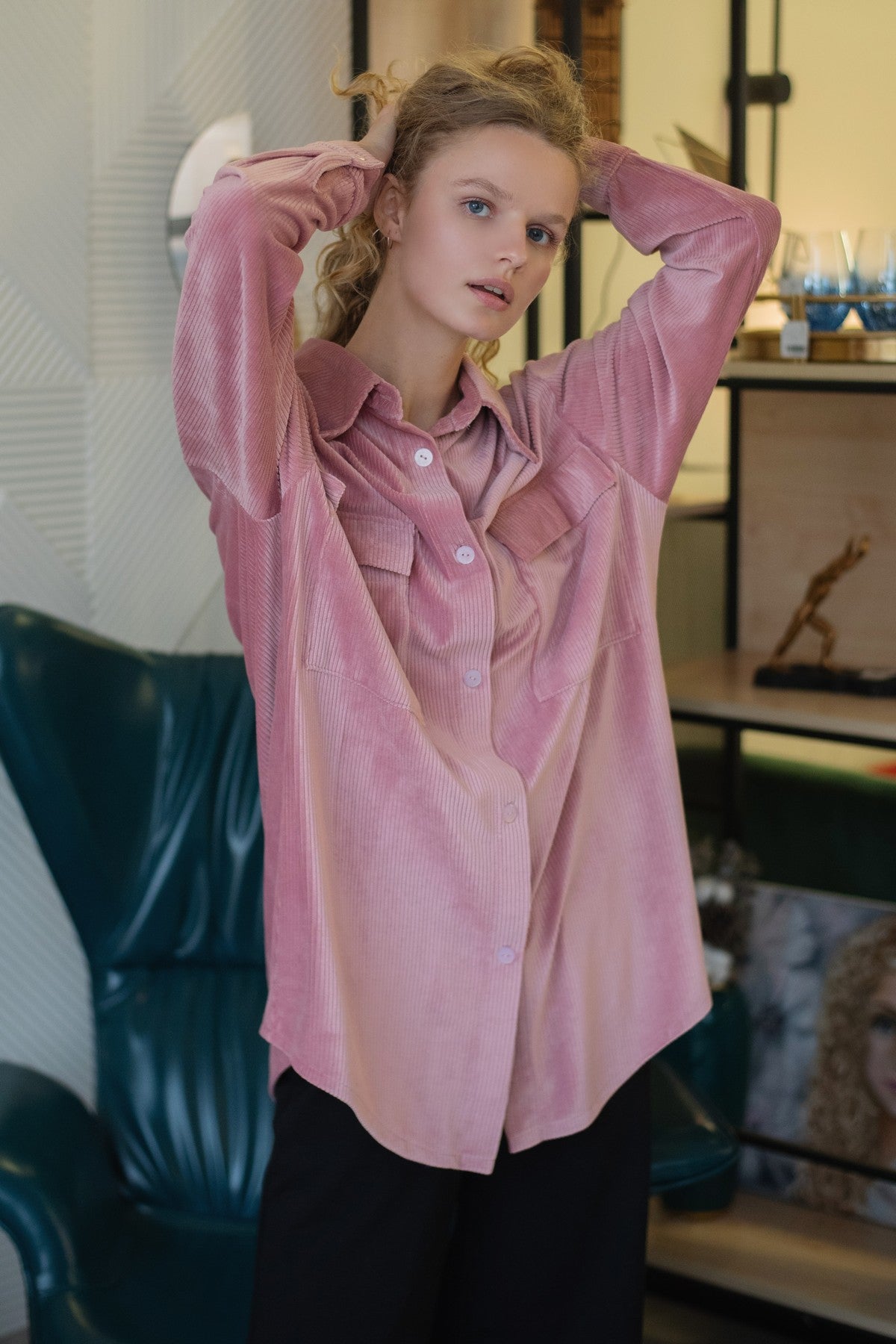 Хлопковая рубашка на пуговицах 239 Powder