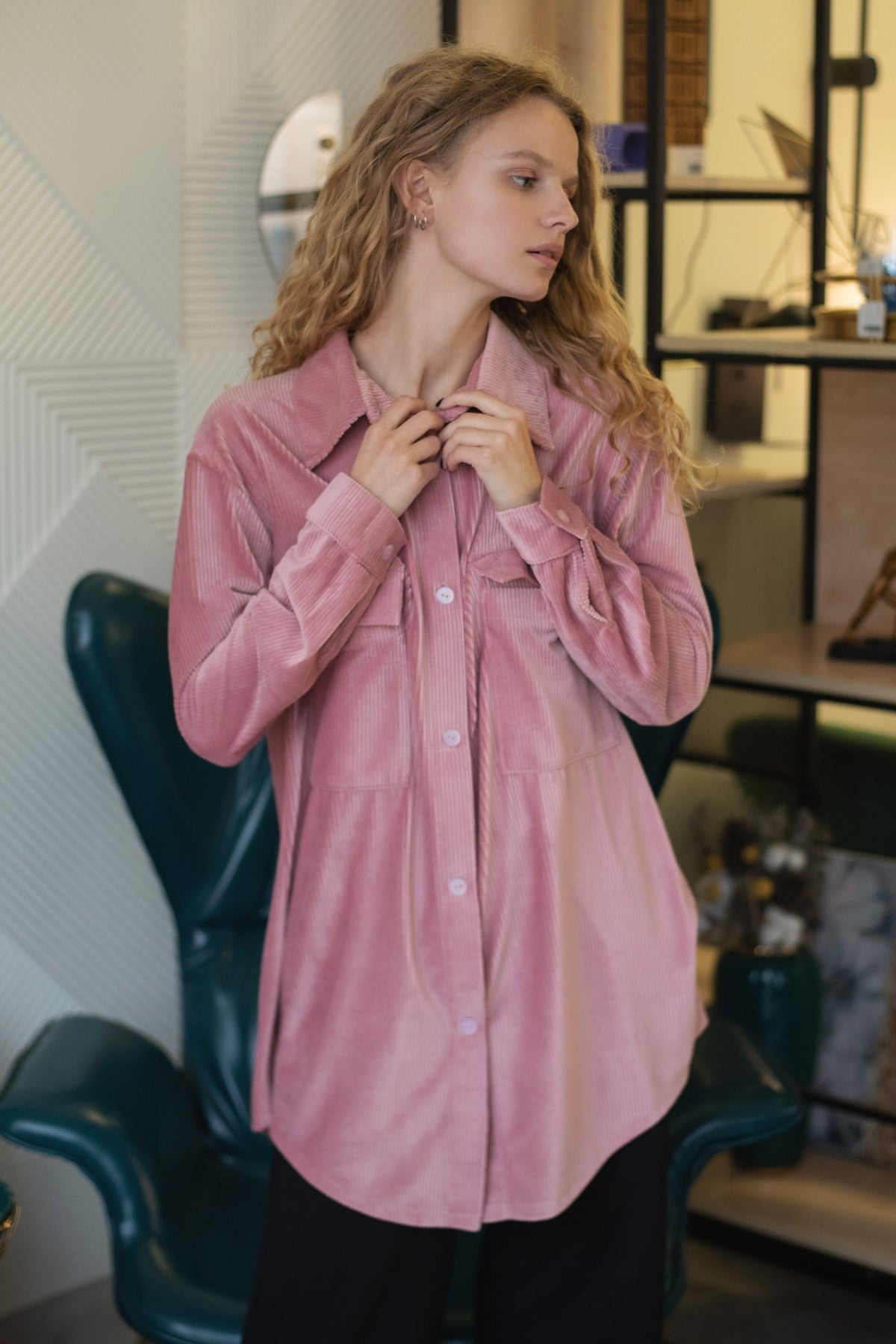 Хлопковая рубашка на пуговицах 239 Powder