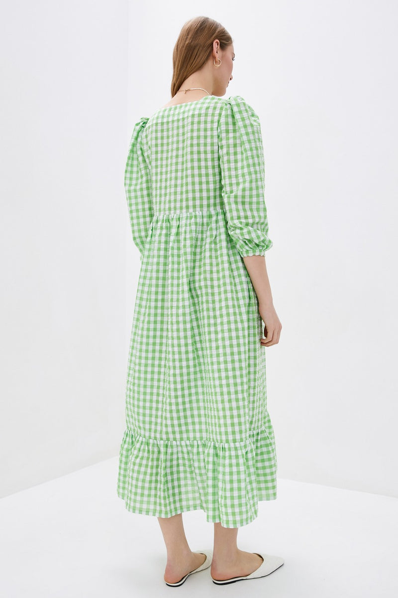 Хлопковое платье в клетку 310 Apple green