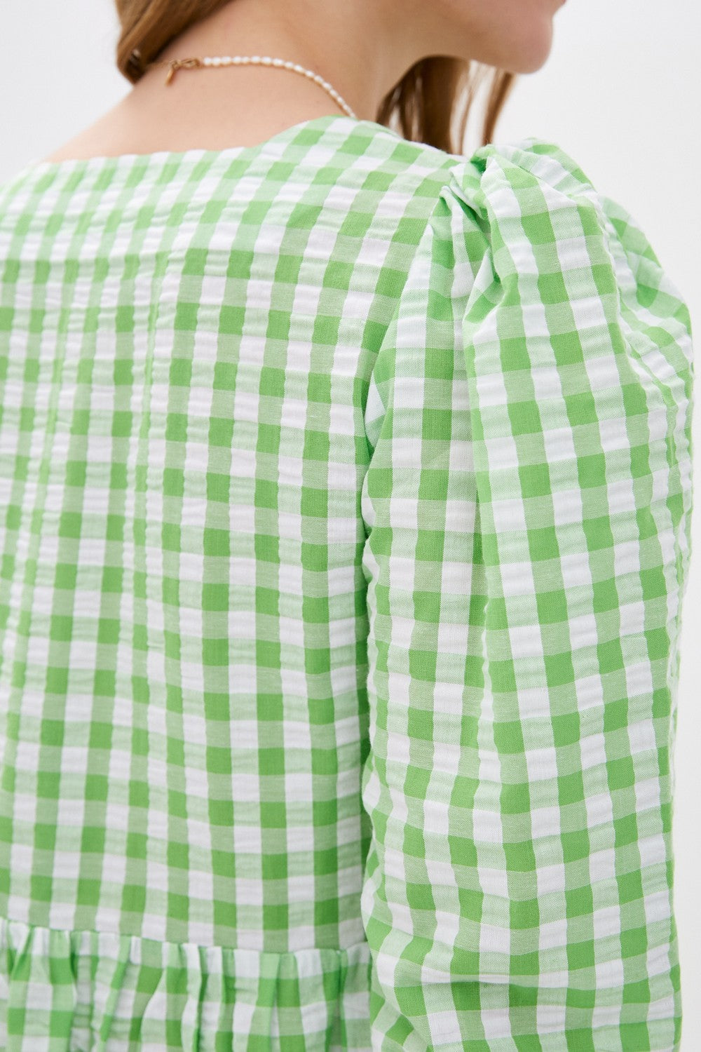 Хлопковое платье в клетку 310 Apple green