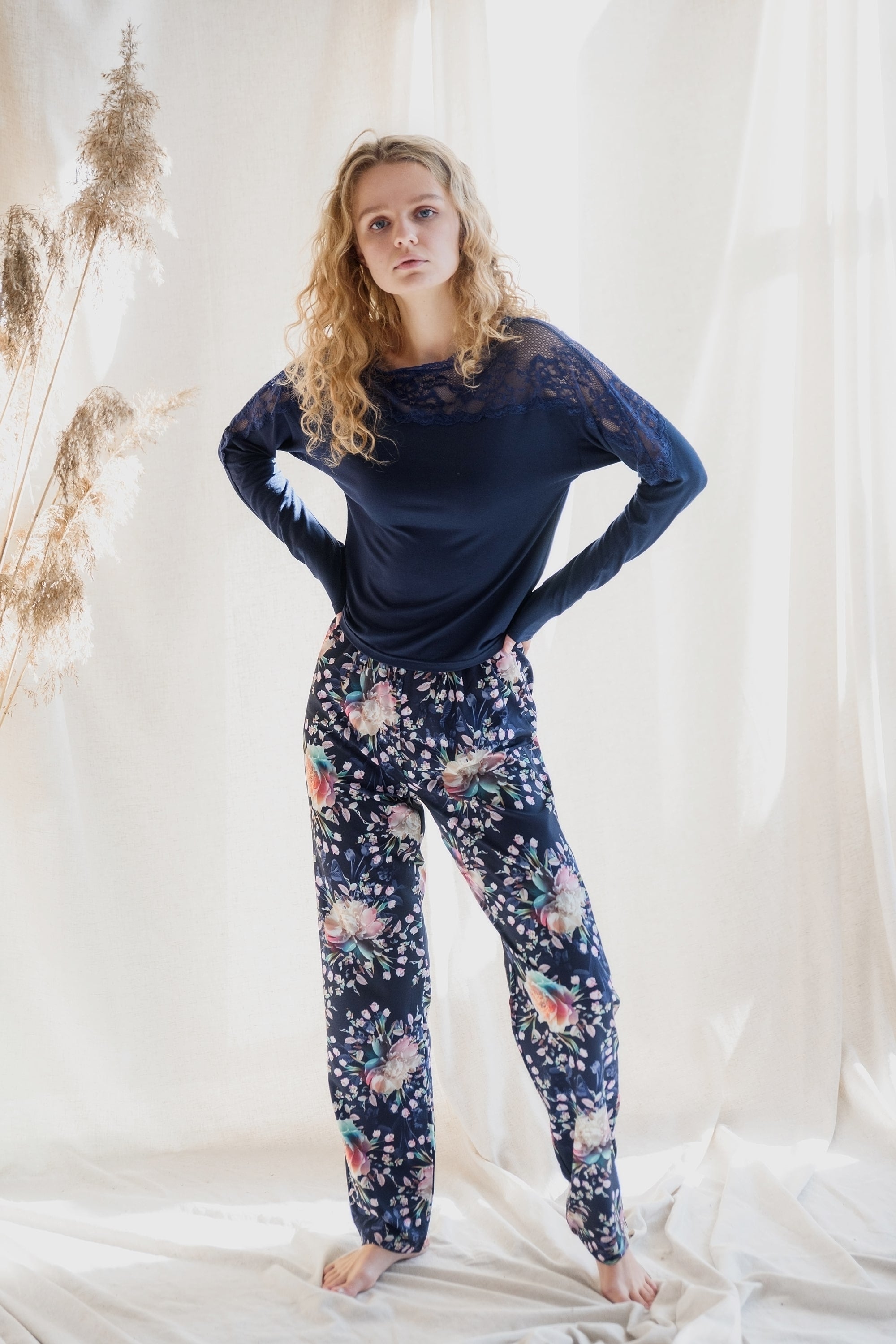 Домашній комплект з віскози 053 Navy blue