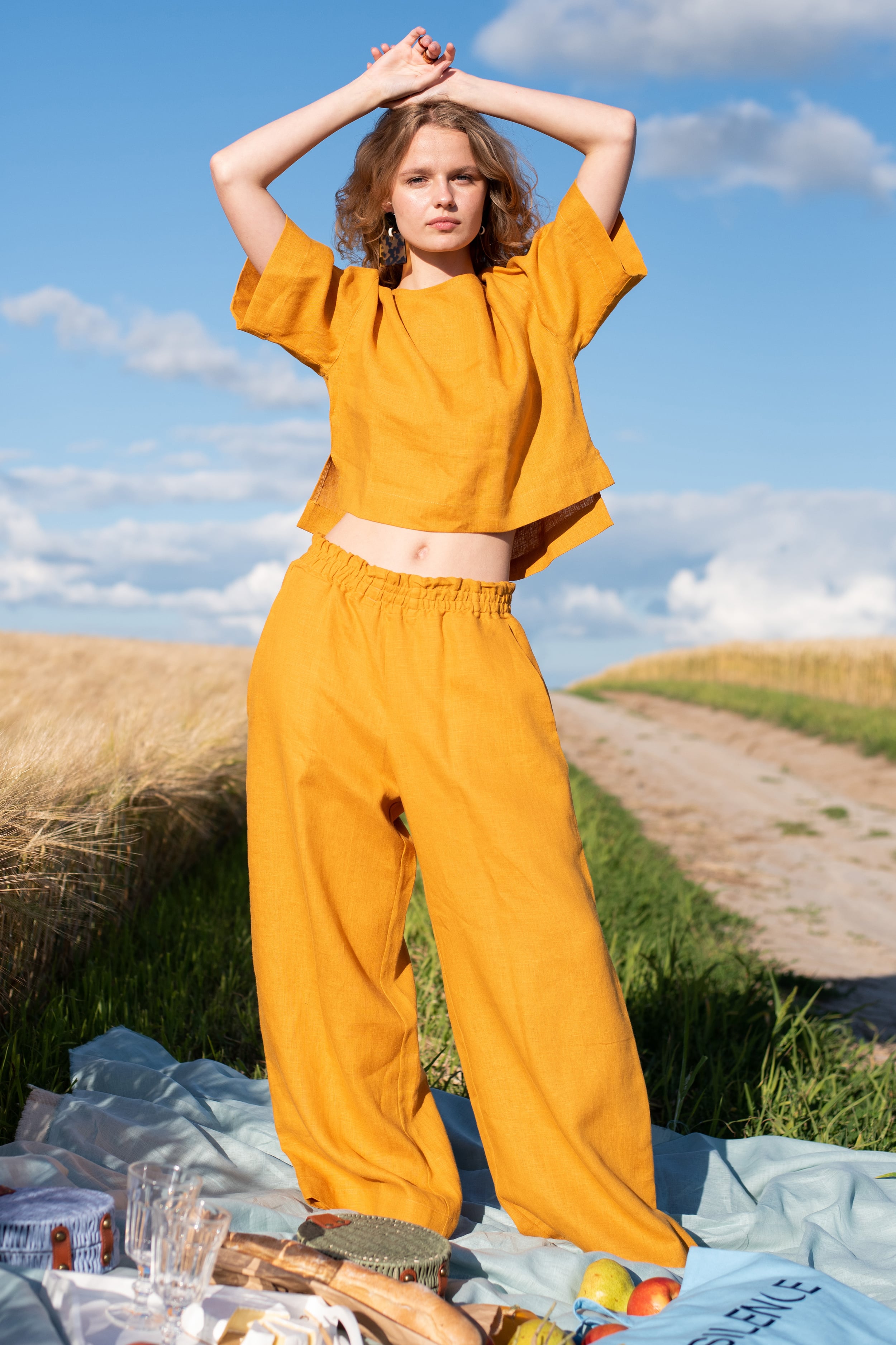 Льняные брюки для дома 002 Marigold