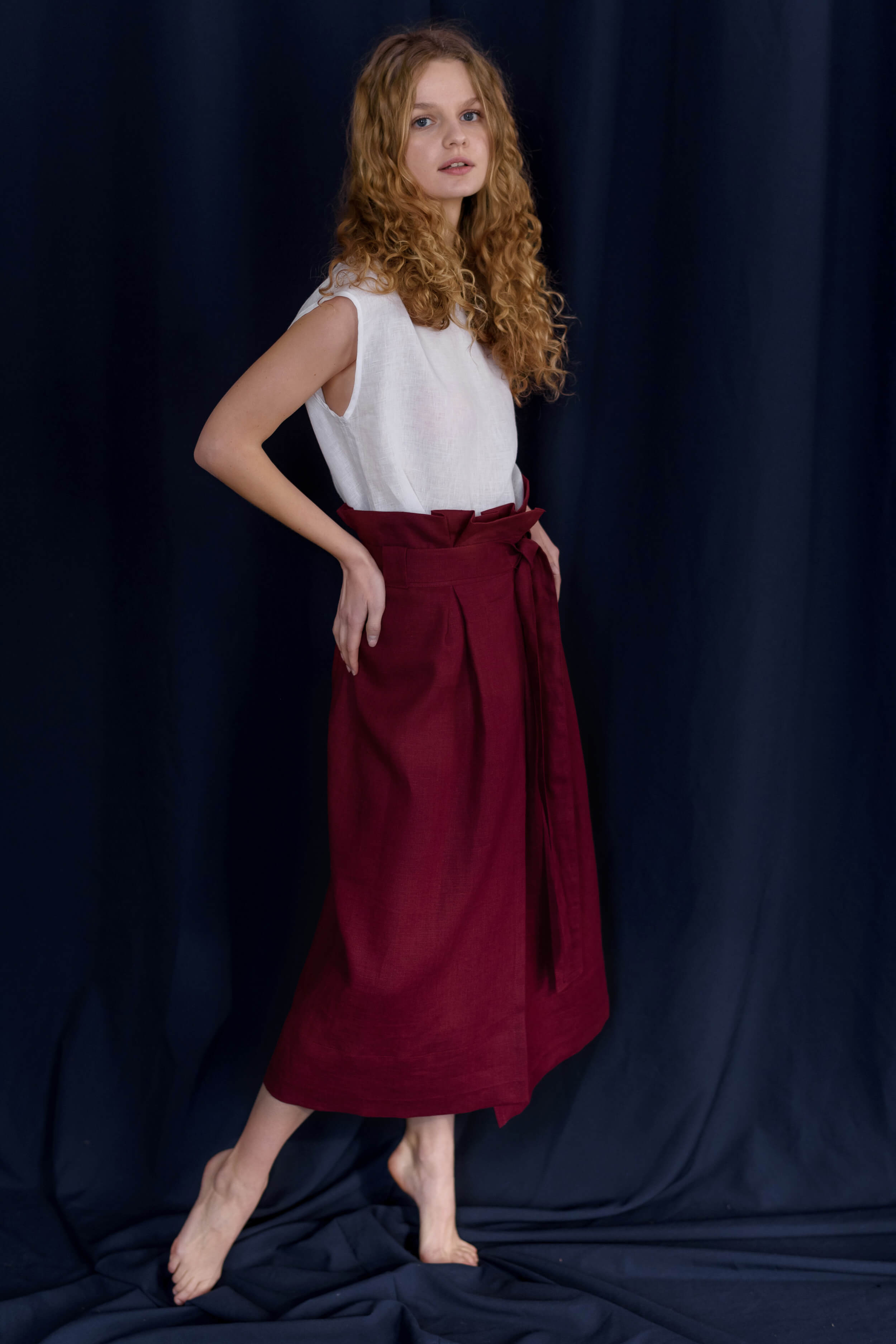 Льняной топ 043 White