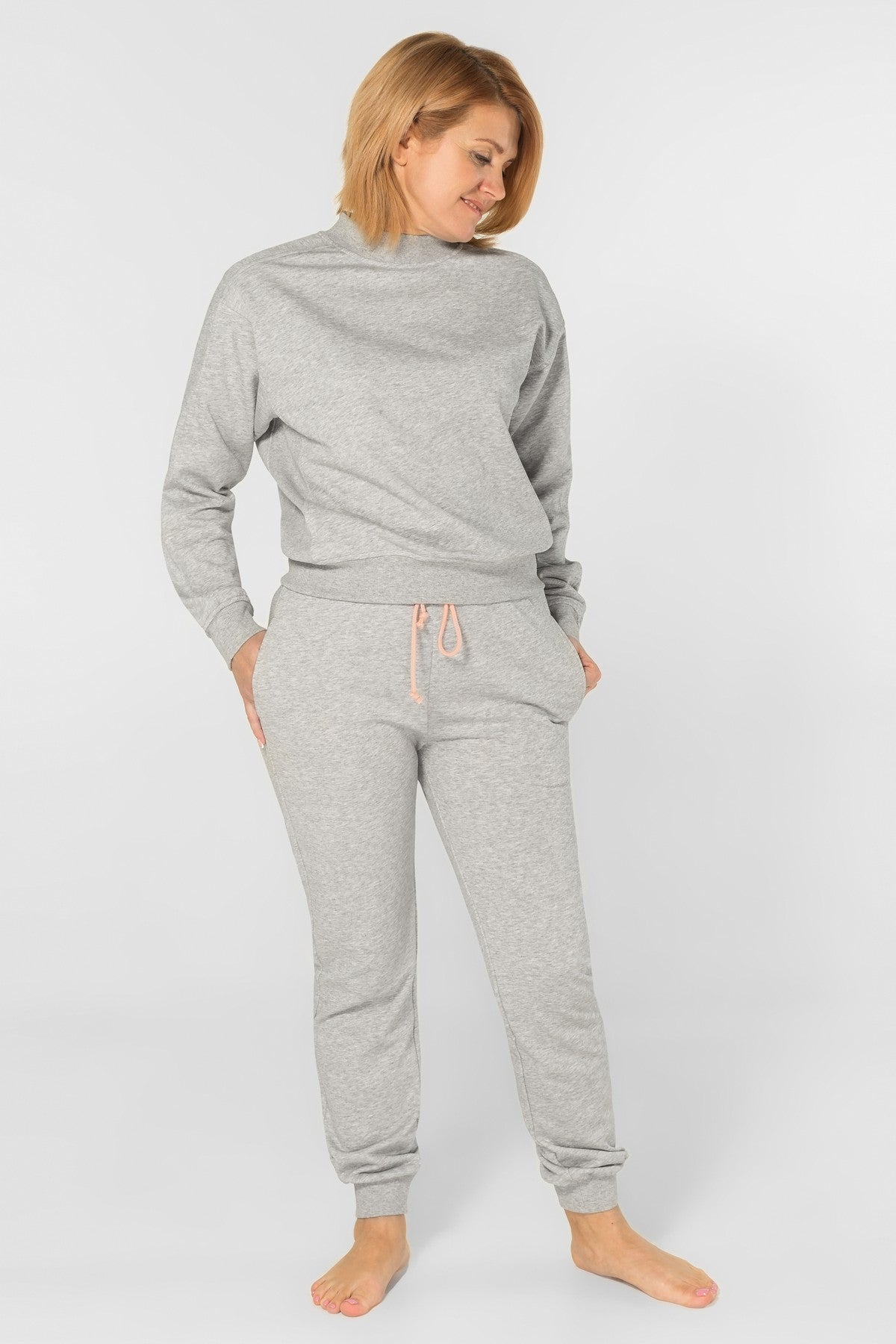 Трикотажный свитшот с манжетами HOM1902002/002H gray melange