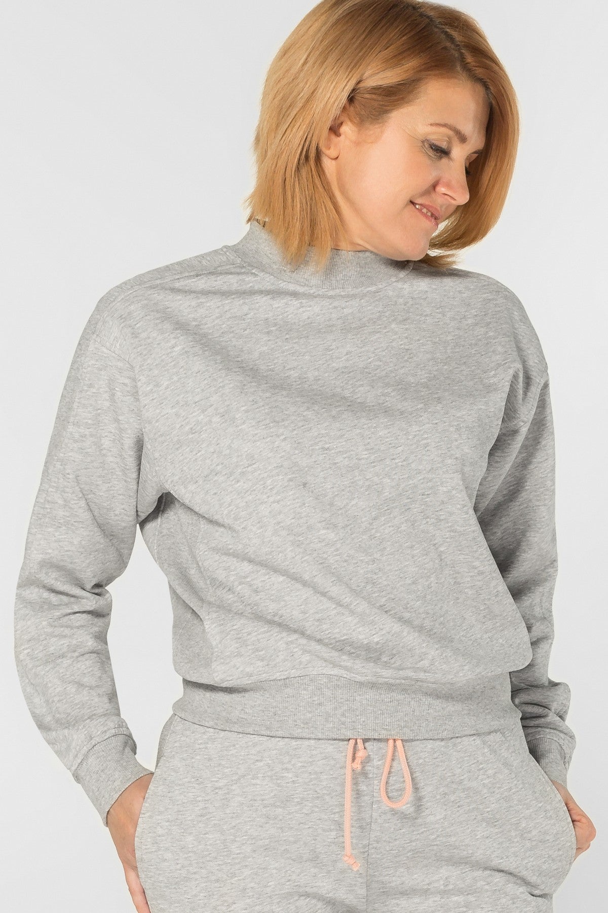 Трикотажный свитшот с манжетами HOM1902002/002H gray melange