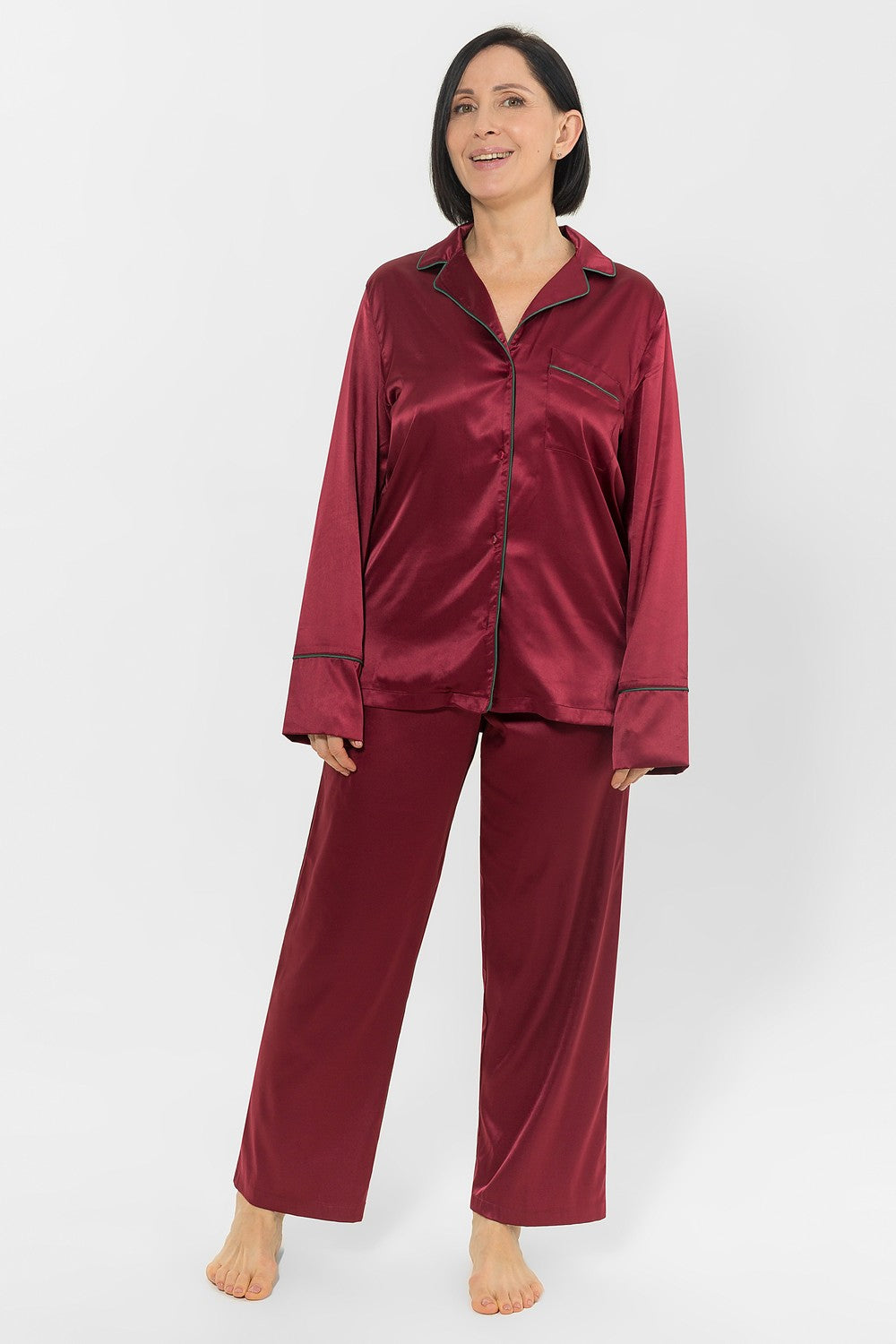 Пижамная рубашка из сатина HOM1903004 dark red