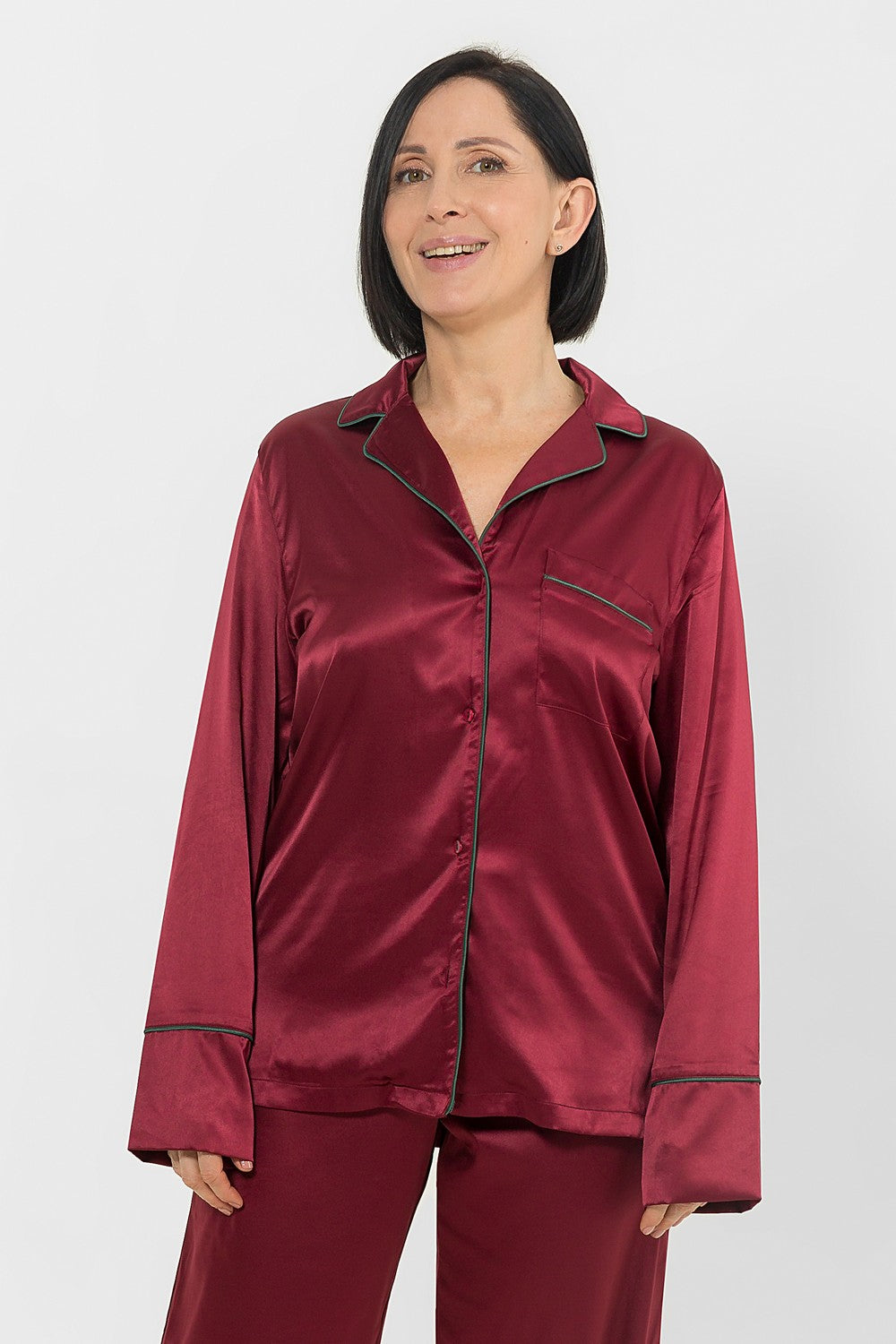 Пижамная рубашка из сатина HOM1903004 dark red