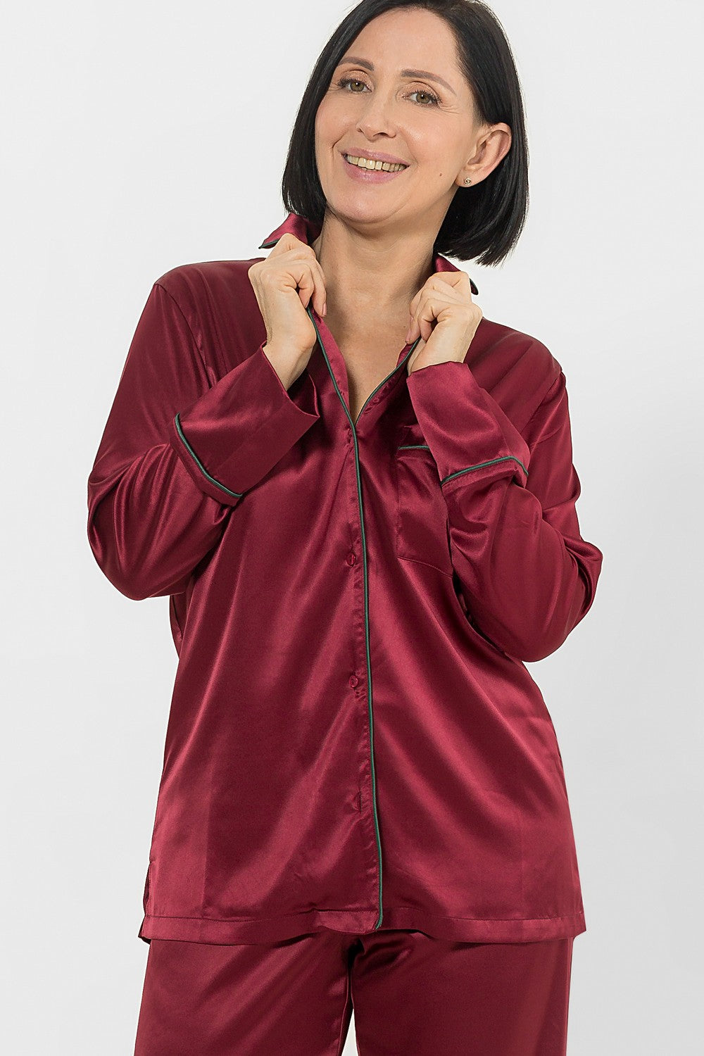 Пижамная рубашка из сатина HOM1903004 dark red