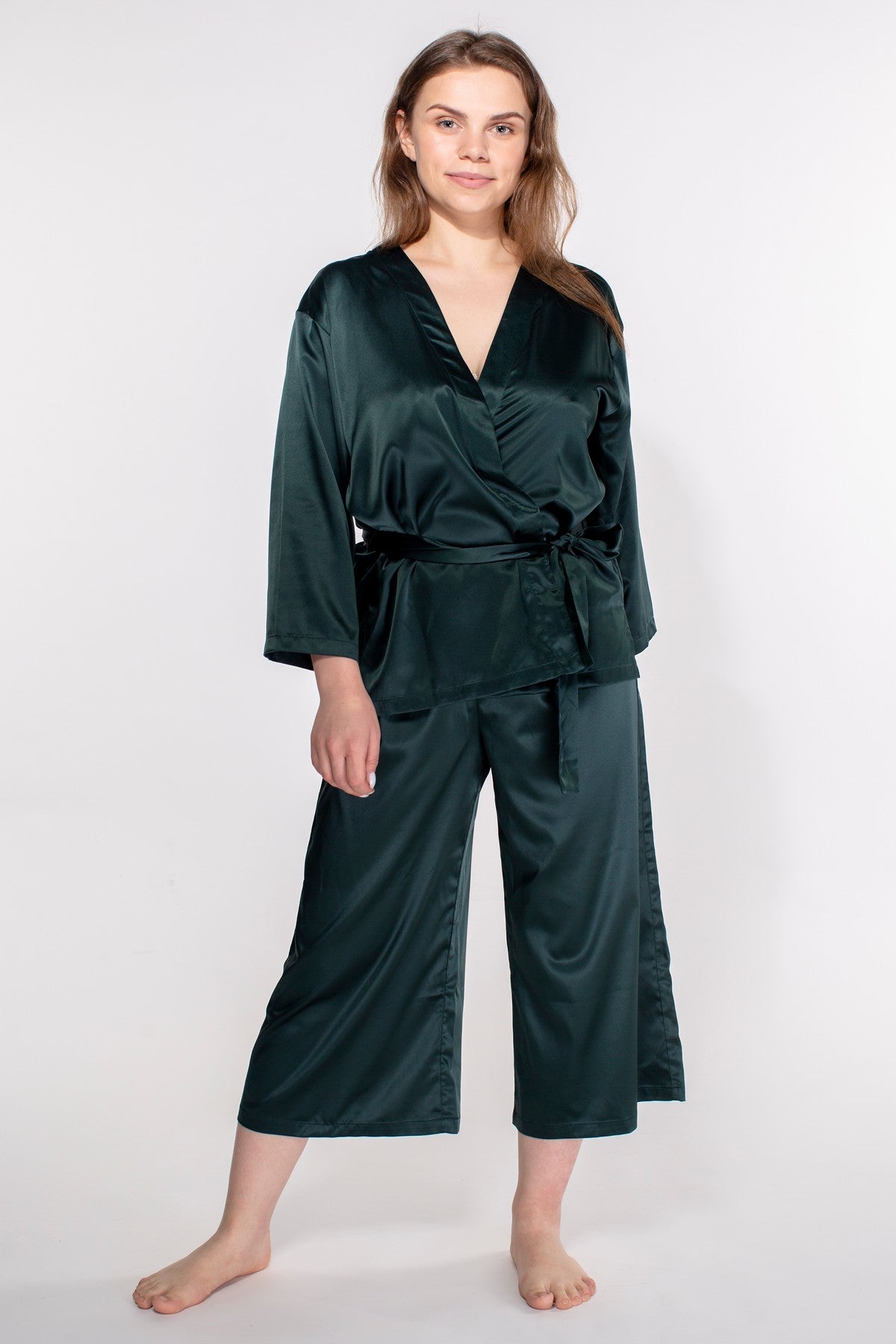 Короткое кимоно из сатина HOM2008000/000MC green