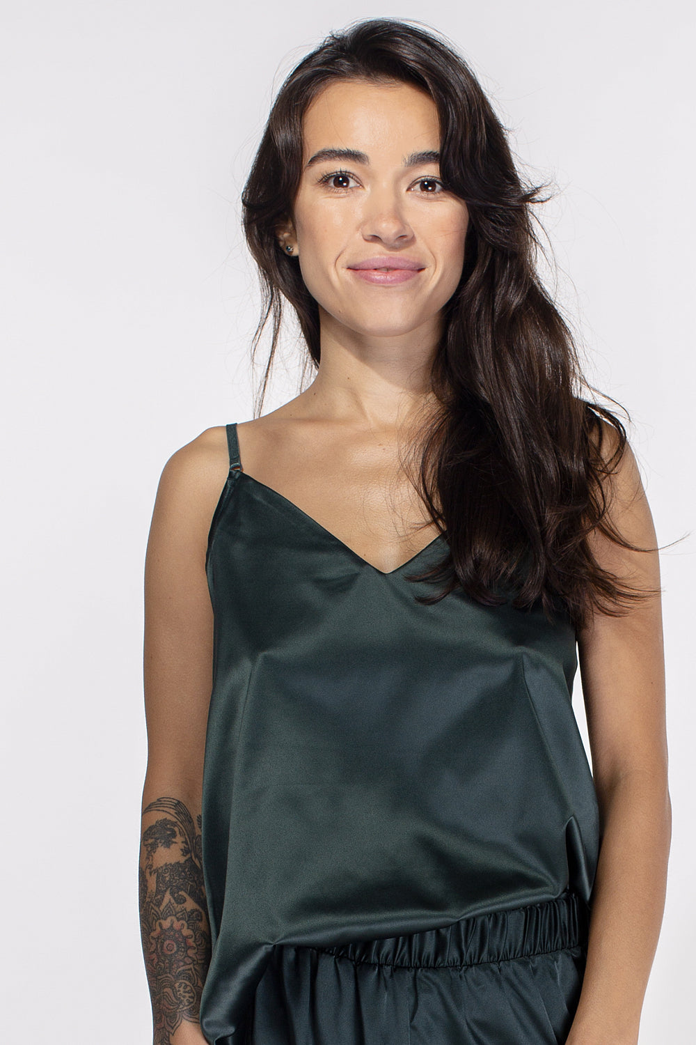 Пижамная майка из сатина HOM2008006/006MC green