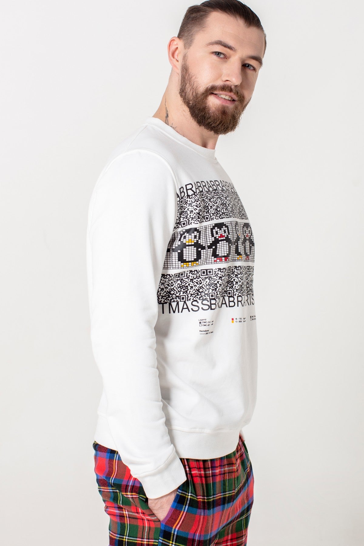 Мужской свитшот с принтом HOM2009021/021LV ivory