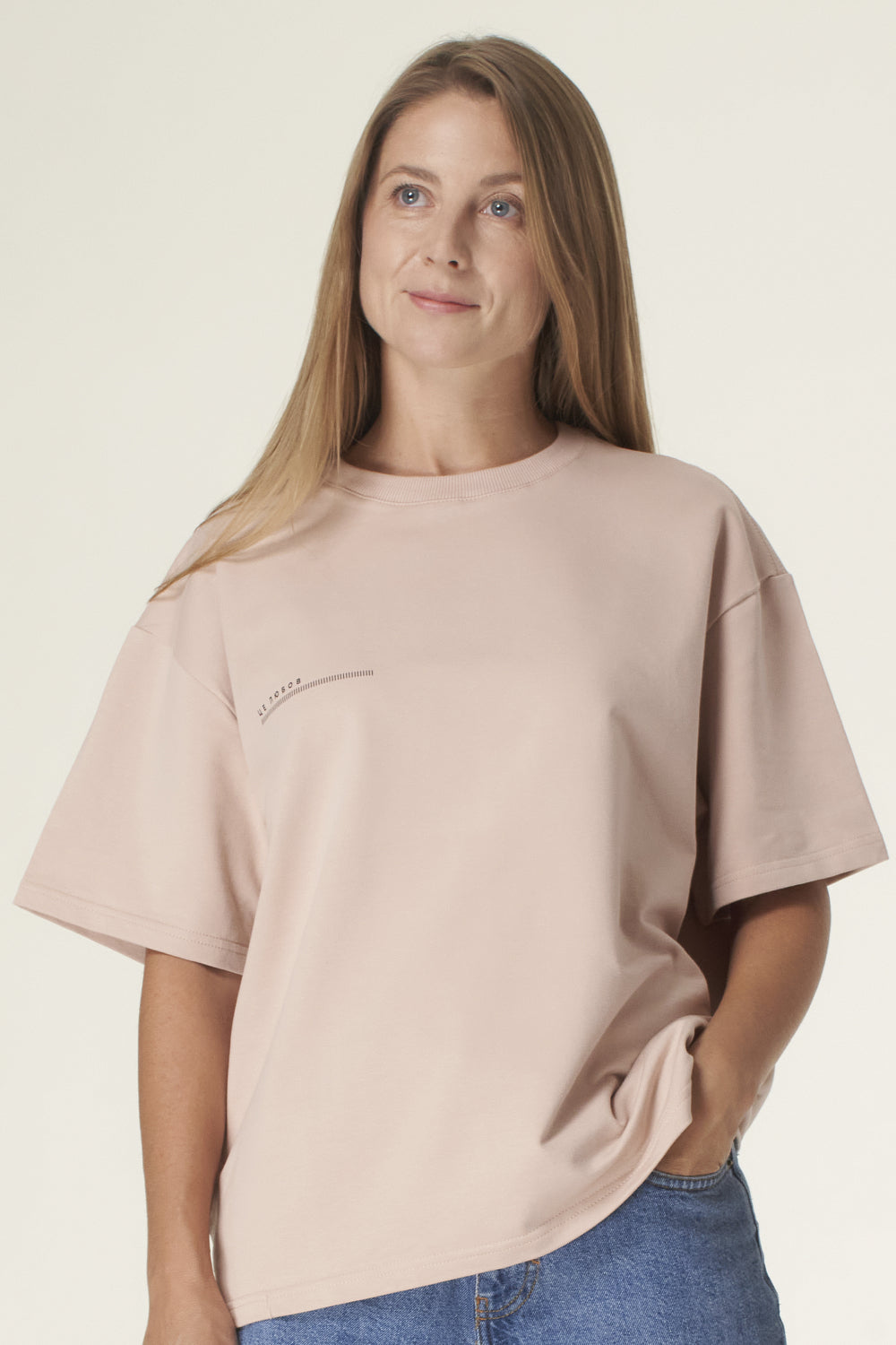 Хлопковая футболка прямого кроя HOM2110041/041L powder