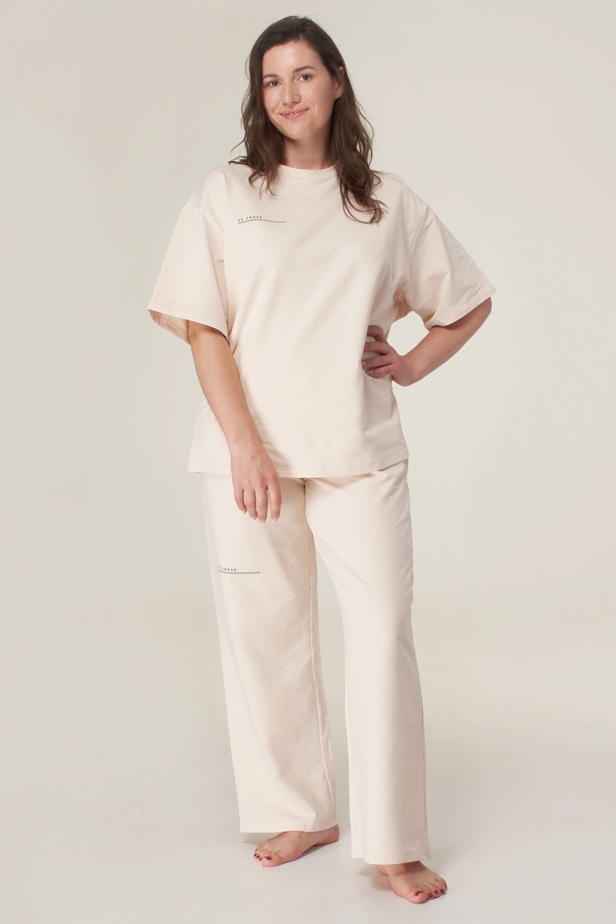 Хлопковая футболка прямого кроя HOM2110041/041L sand