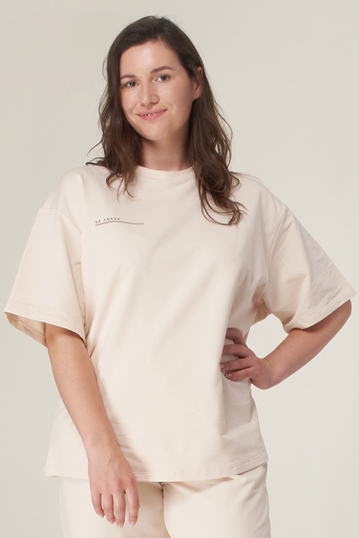 Хлопковая футболка прямого кроя HOM2110041/041L sand